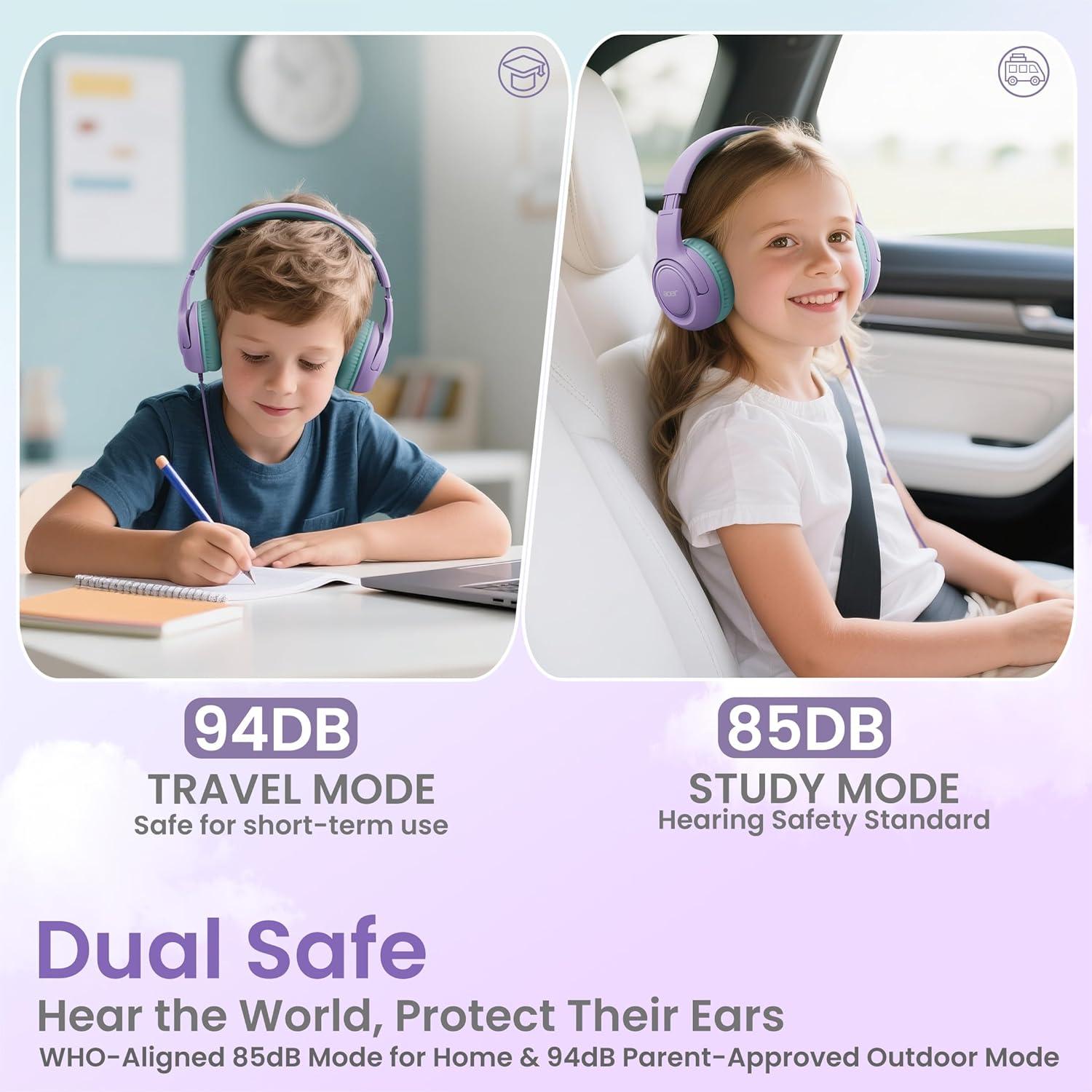Auriculares Acer Hk03 para Niños con Cable 85dB Morado Verde