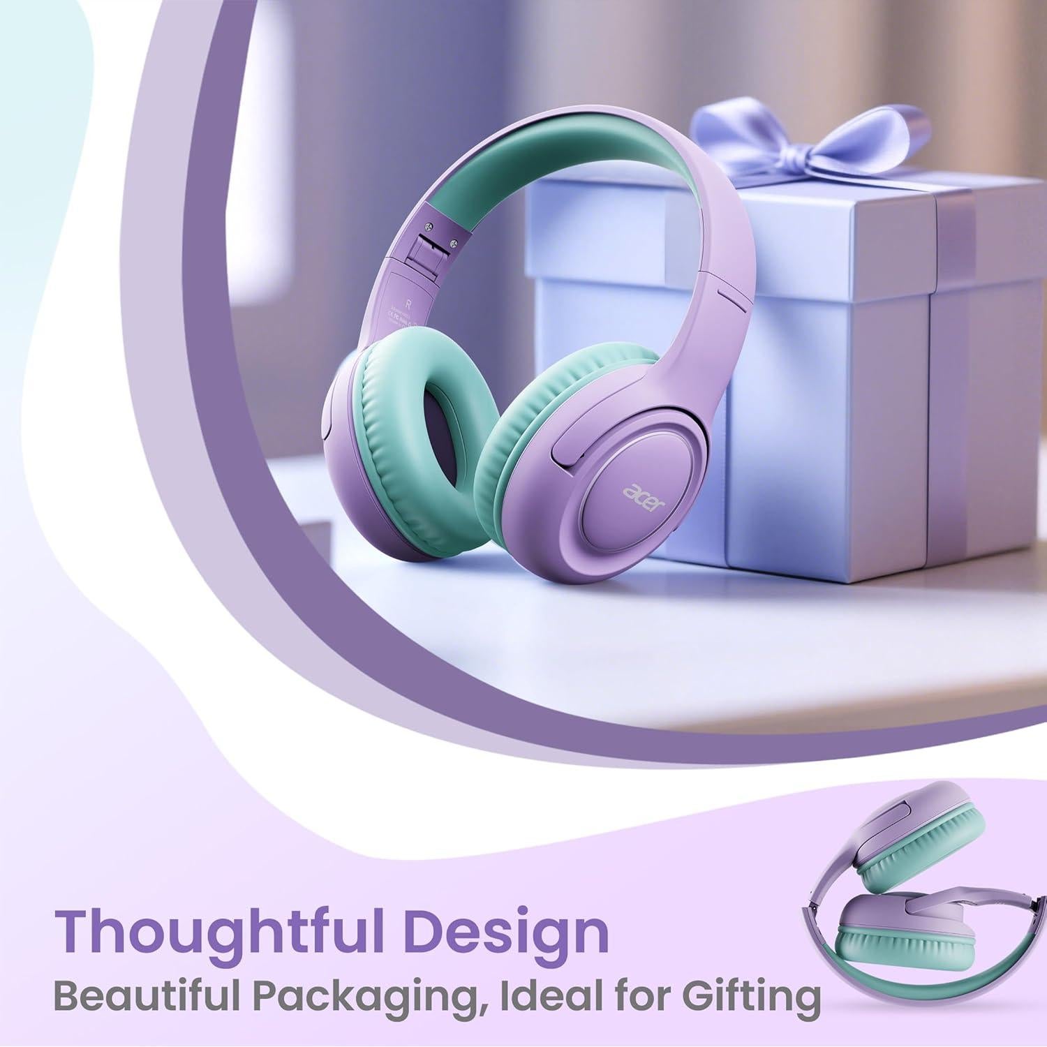 Auriculares Acer Hk03 para Niños con Cable 85dB Morado Verde