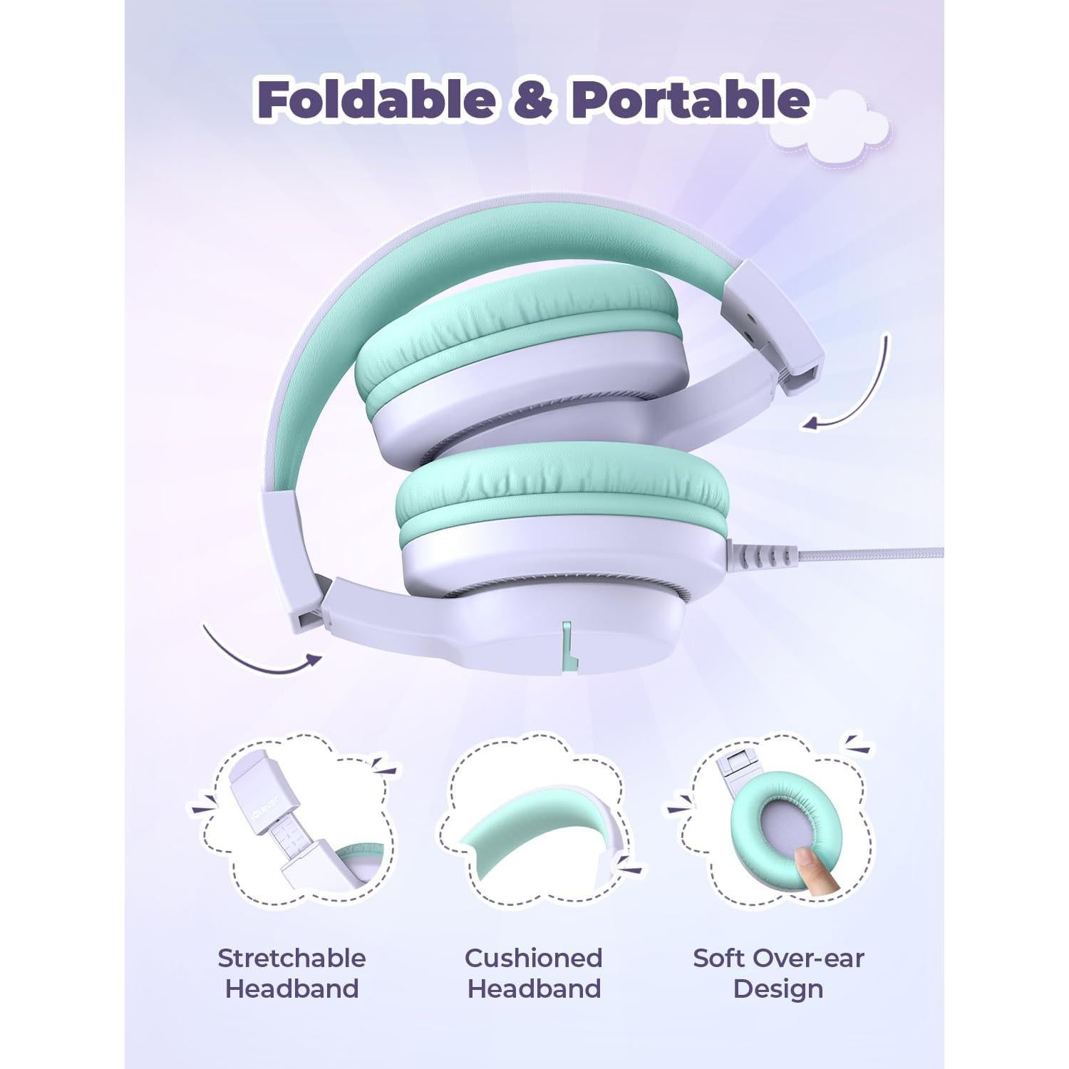 Auriculares iClever HS19 para Niños con Micrófono Púrpura