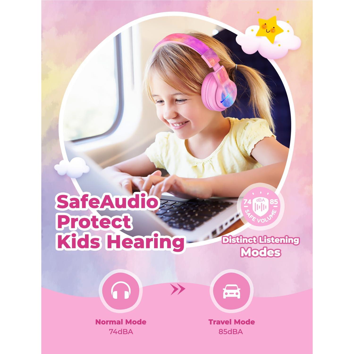 Auriculares Bluetooth iClever BTH12 Niños Rosa Tie-dye 85H