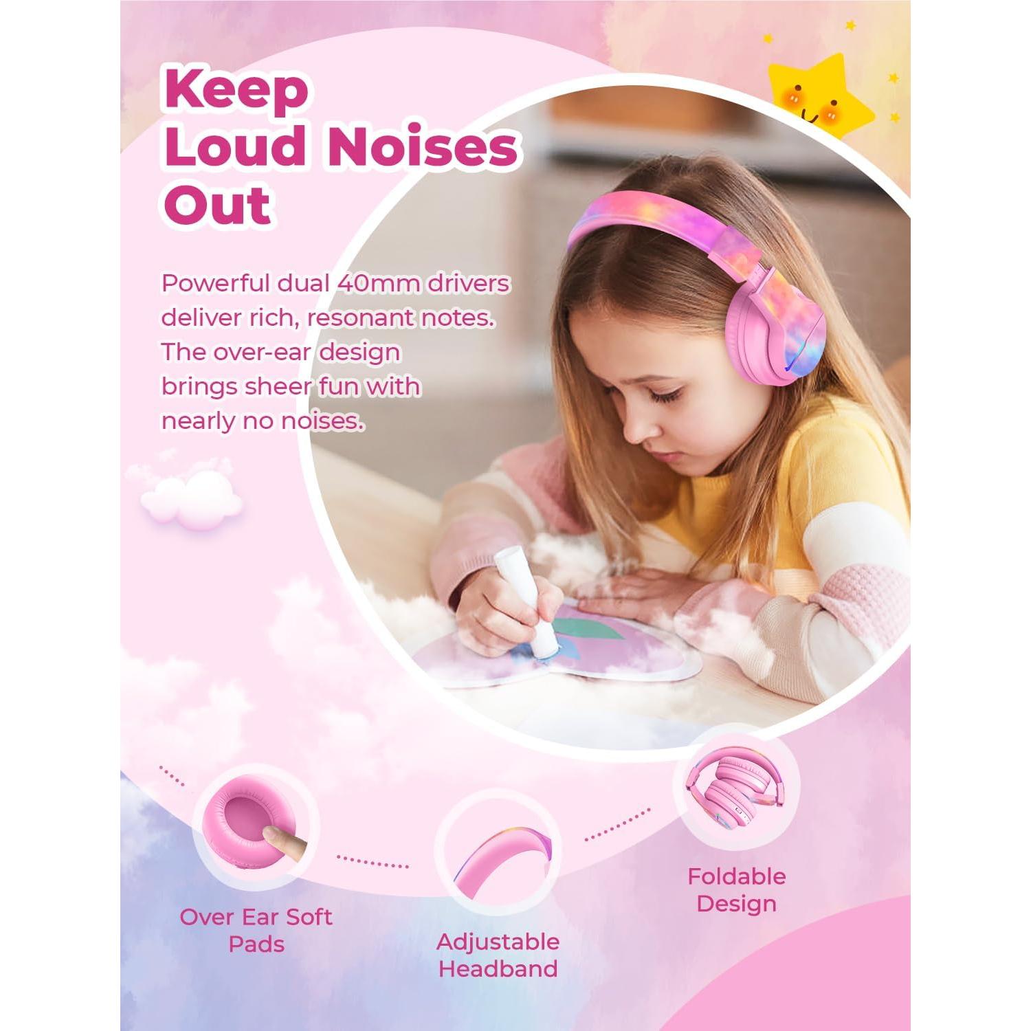 Auriculares Bluetooth iClever BTH12 Niños Rosa Tie-dye 85H