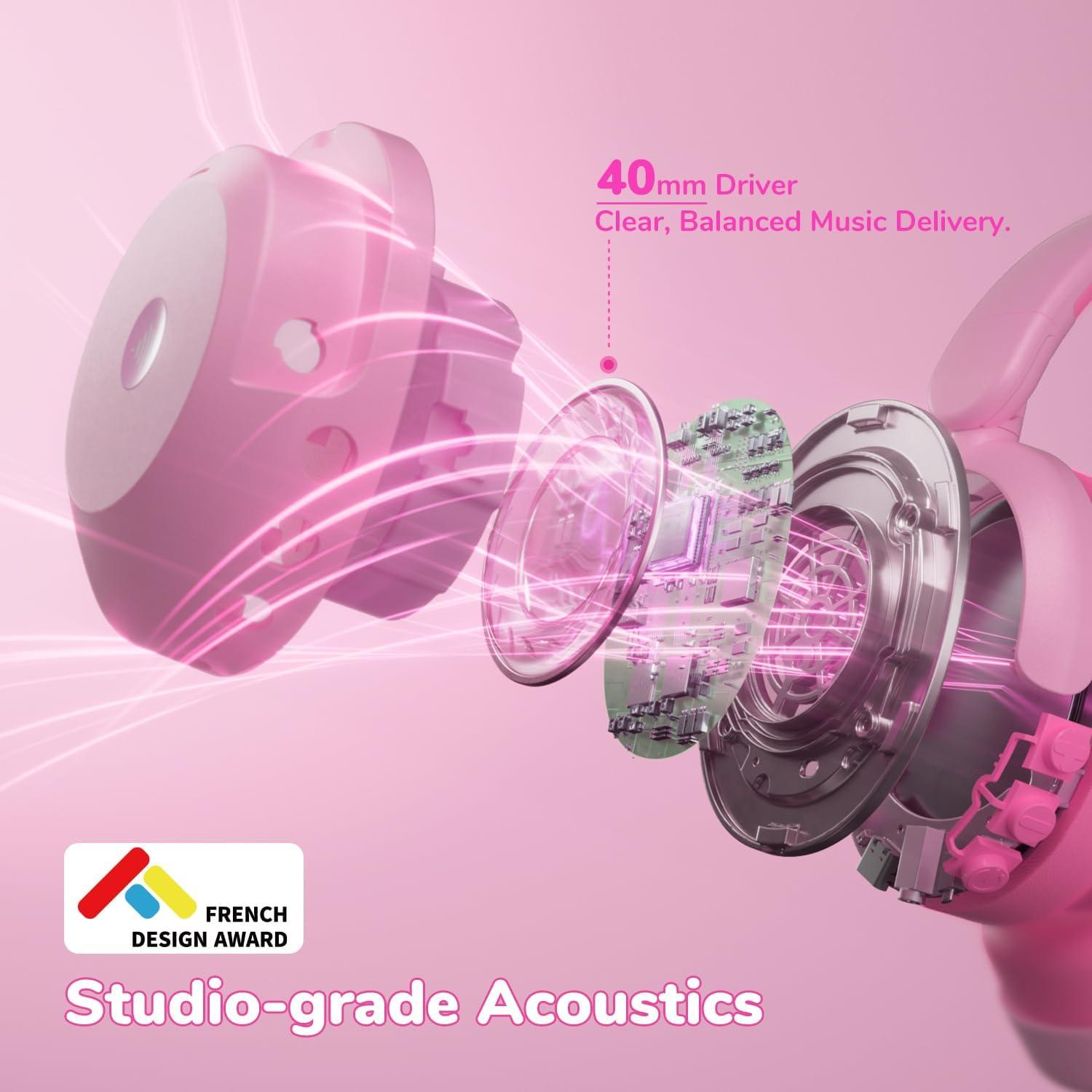 Auriculares Inalámbricos iClever BTH20 para Niños Rosa ANC 60H