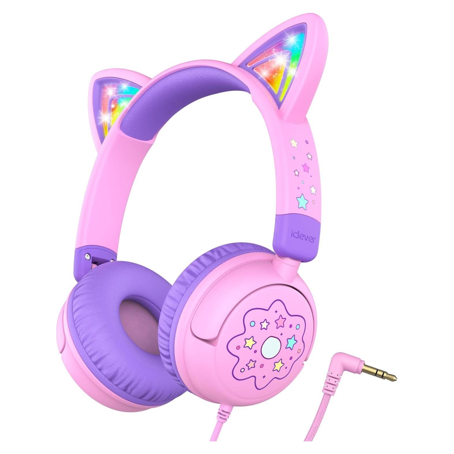 Auriculares iClever Meow Lollipop Rosa para Niños 85dBA