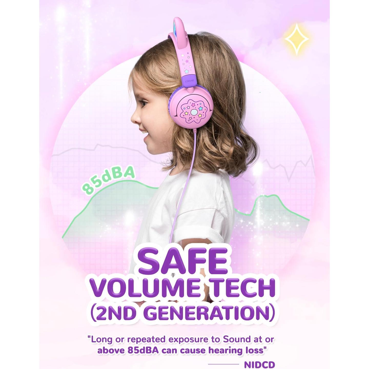 Auriculares iClever Meow Lollipop Rosa para Niños 85dBA