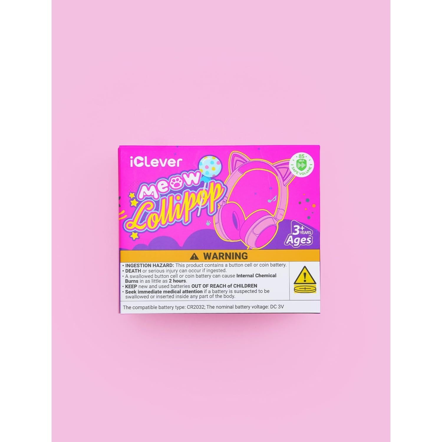 Auriculares iClever Meow Lollipop Rosa para Niños 85dBA