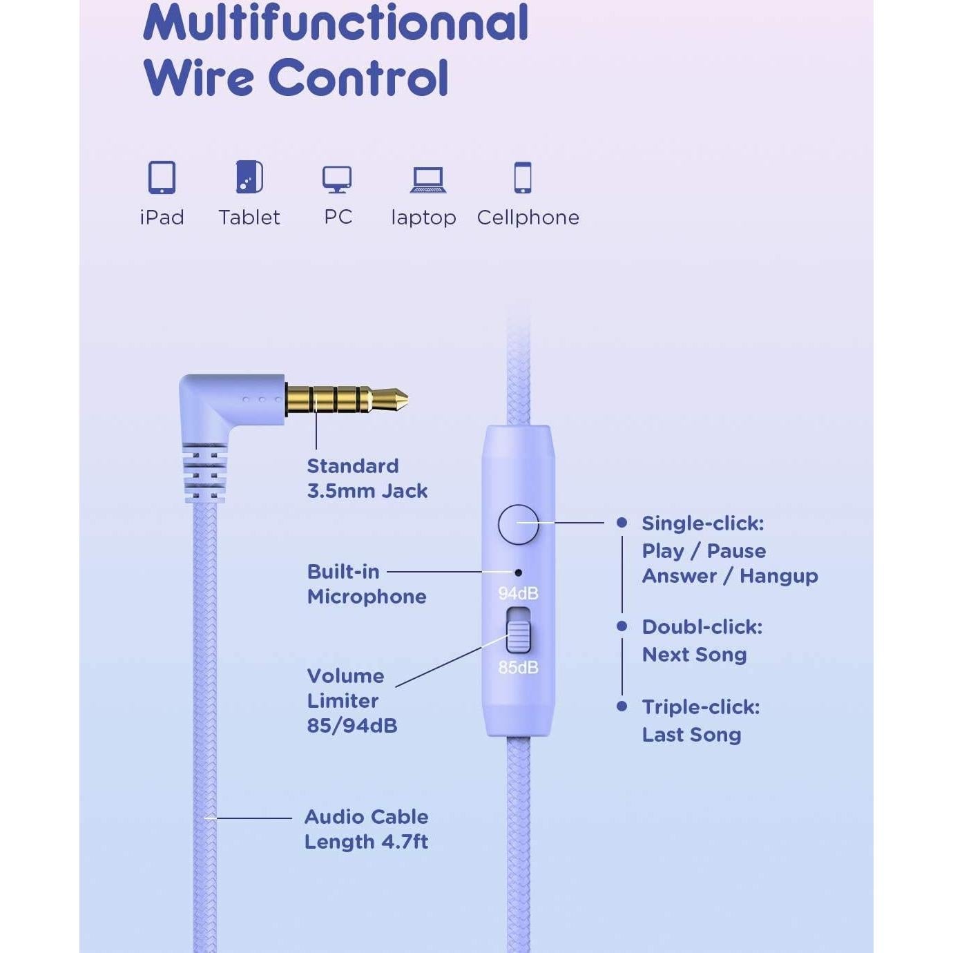 Auriculares iClever HS22 para Niños 2 Unidades Plegables 85dB