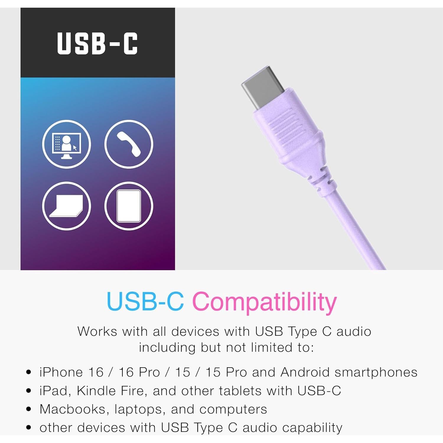 Auriculares MEE audio KidJamz KJ55 USB-C para Niños - Lavanda