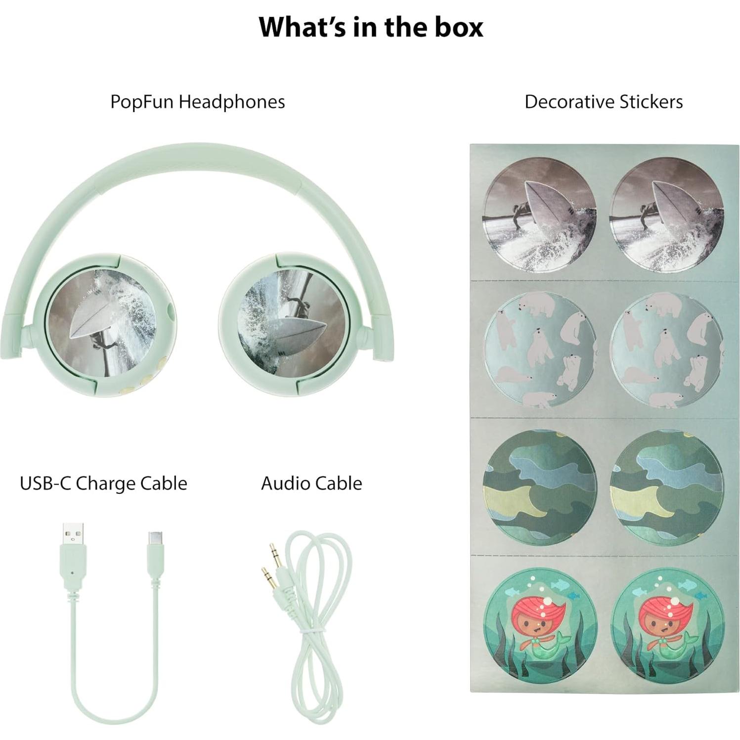 Auriculares Bluetooth Plegables Onanoff BuddyPhones PopFun Verde - SafeAudio 85/94dB