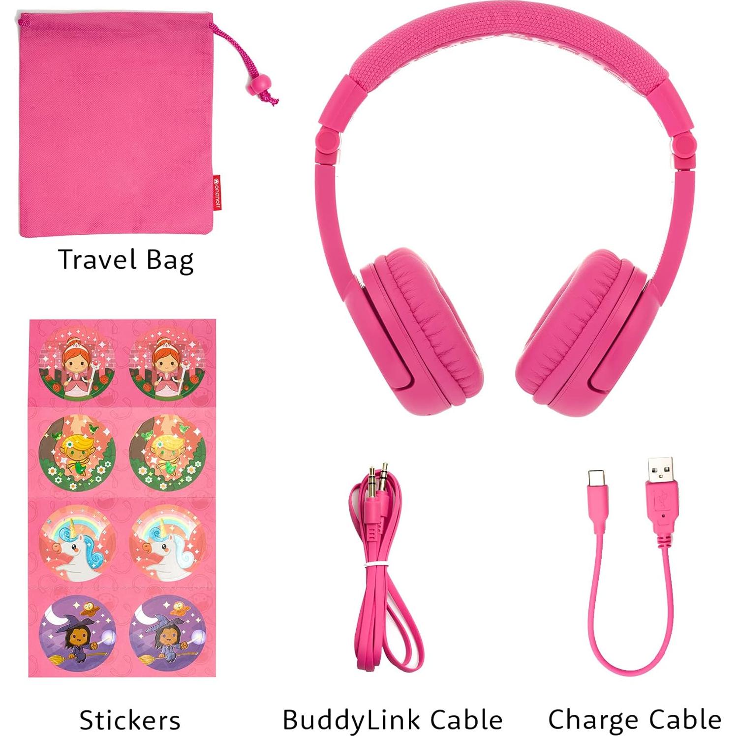 Auriculares BuddyPhones Play+ Bluetooth Plegables para Niños Rosa