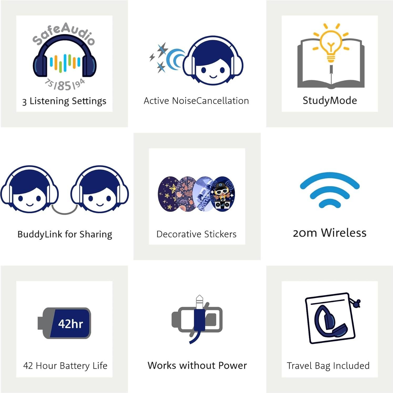 Auriculares Bluetooth Onanoff BuddyPhones CosmosFun ANC Rosa