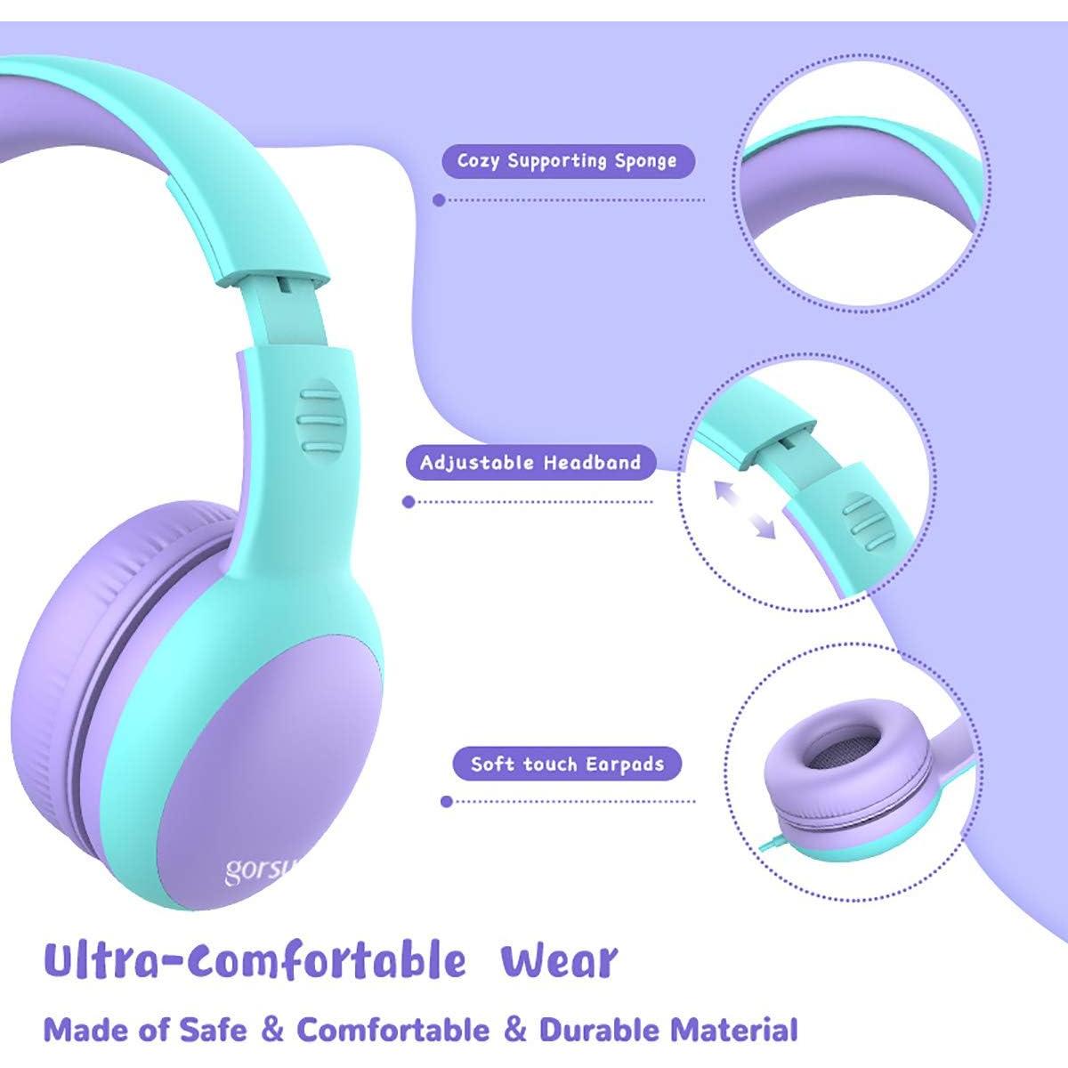 Auriculares Gorsun E61V para Niños Púrpura con Volumen Limitado