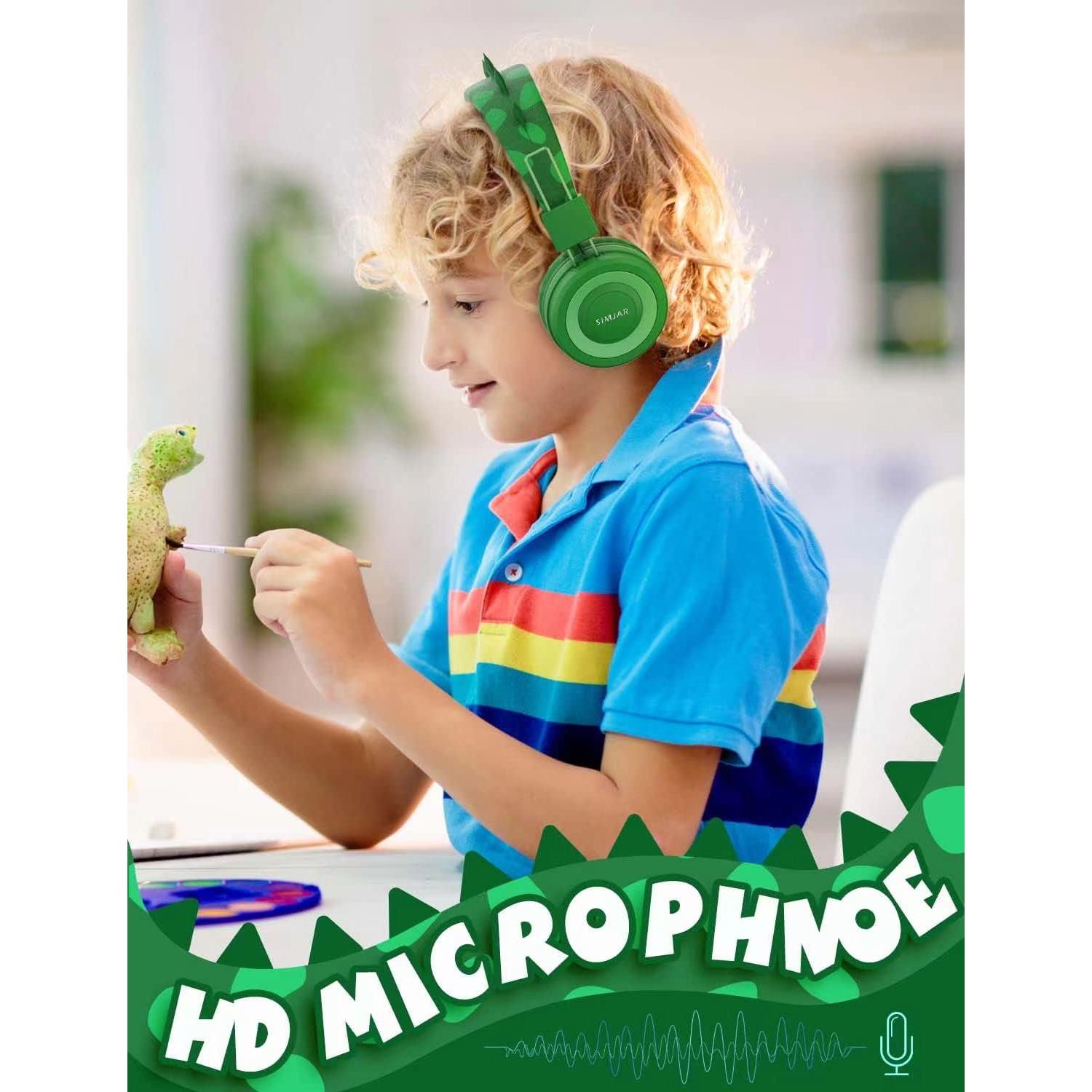 Auriculares para Niños SIMJAR Dinosaurio Verde con Micrófono