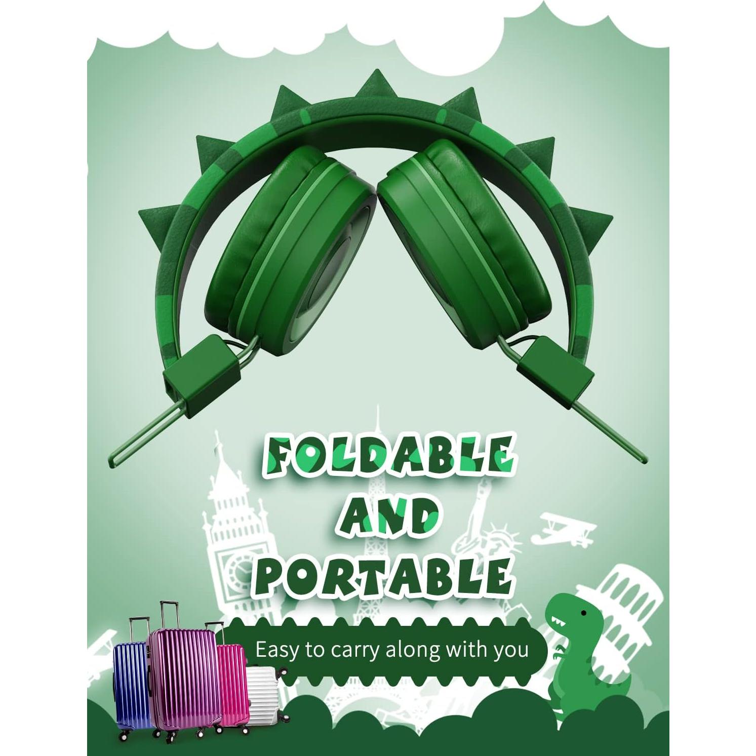 Auriculares para Niños SIMJAR Dinosaurio Verde con Micrófono