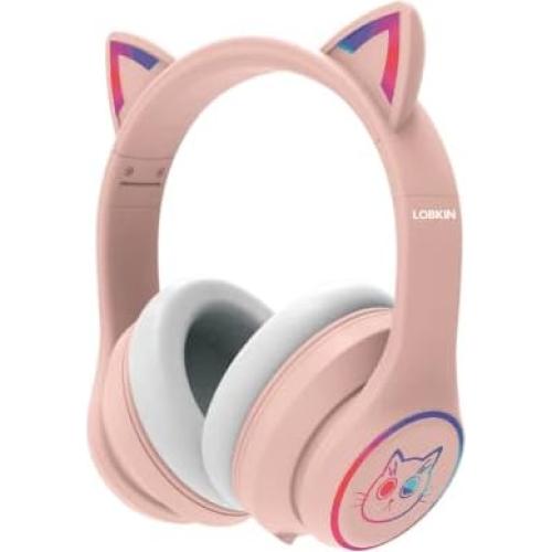 Auriculares Bluetooth 5.4 LOBKIN Niños Rosa LED RGB Plegables