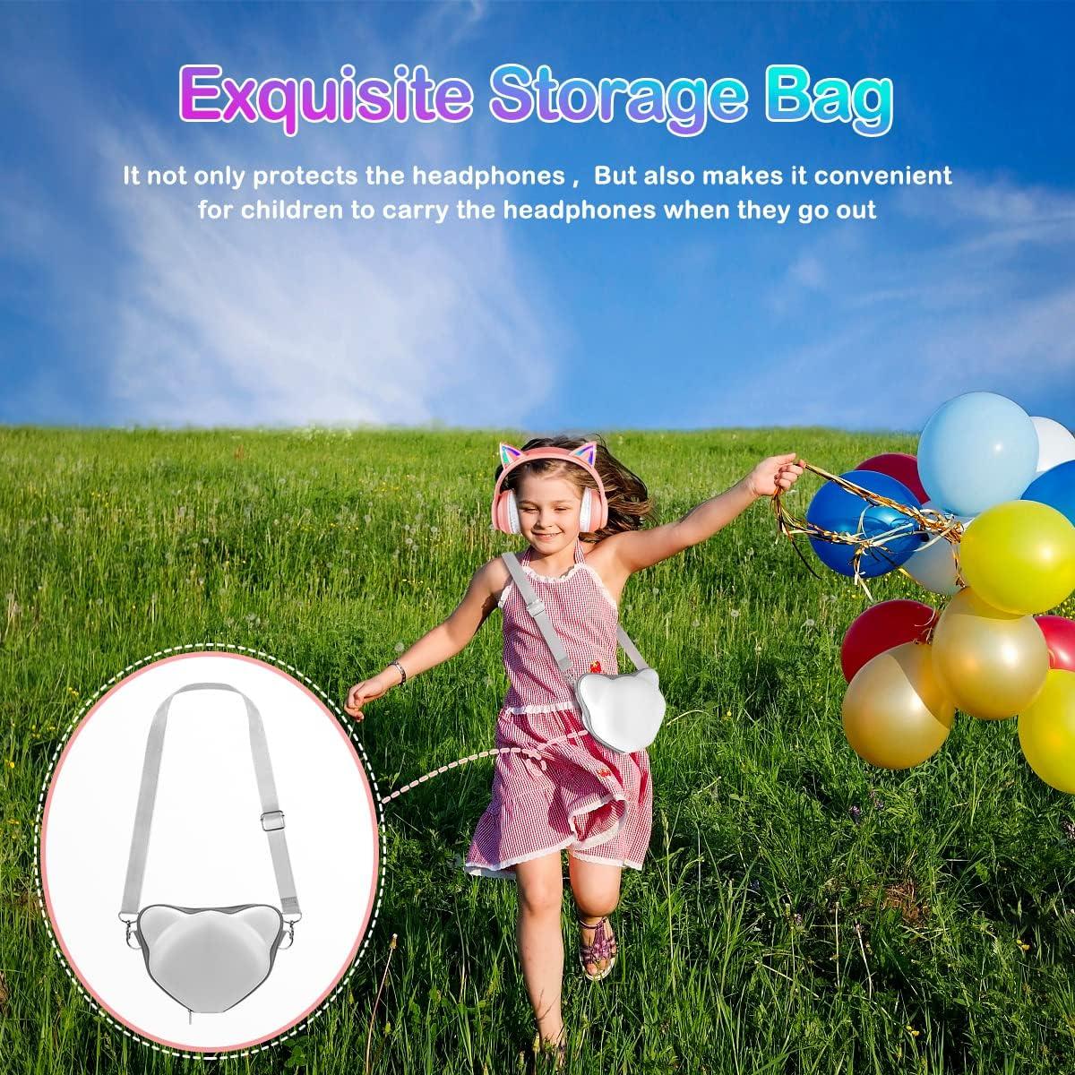 Auriculares Bluetooth 5.4 LOBKIN Niños Rosa LED RGB Plegables