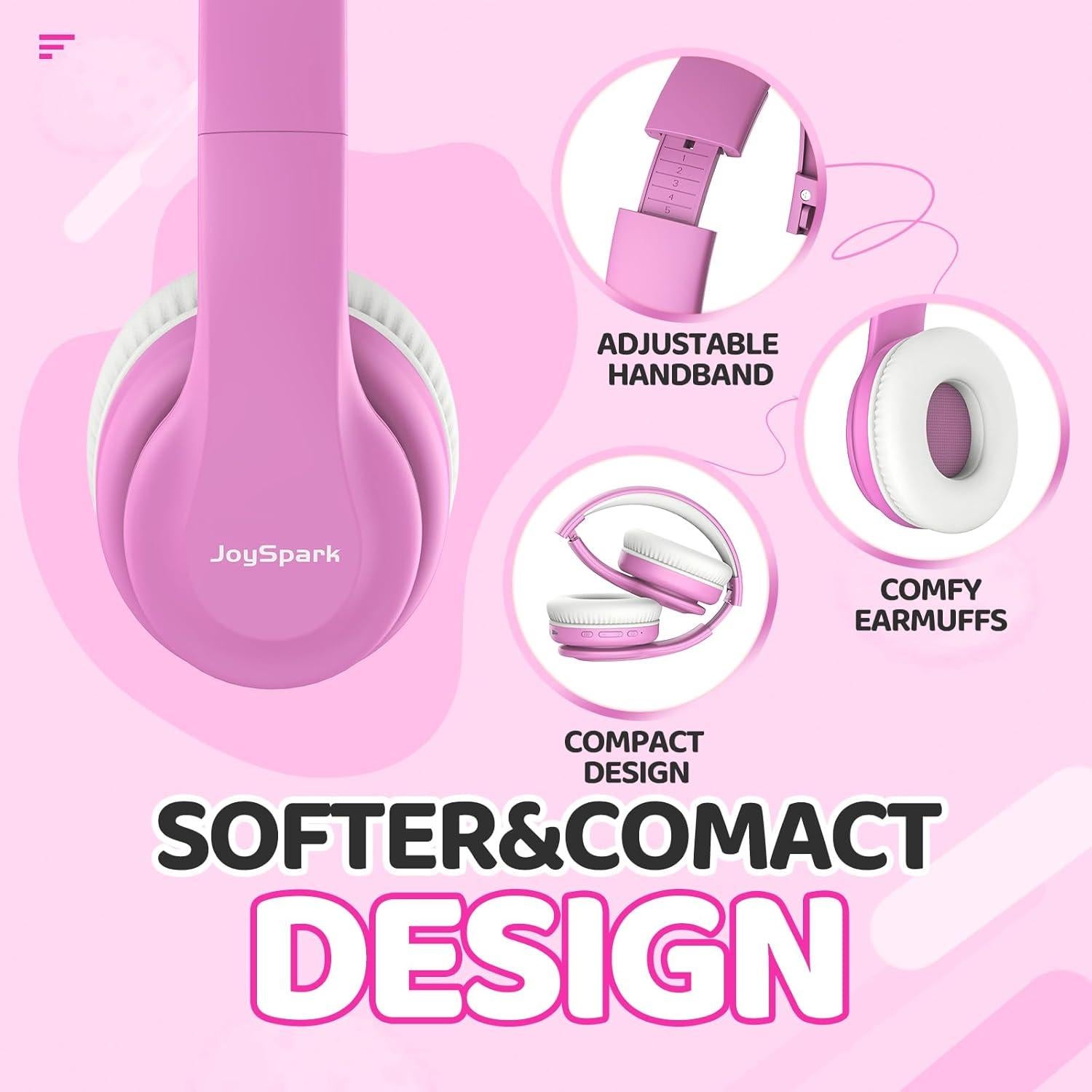 Auriculares Bluetooth JoySpark T5 para Niños Rosa 60h 85dB