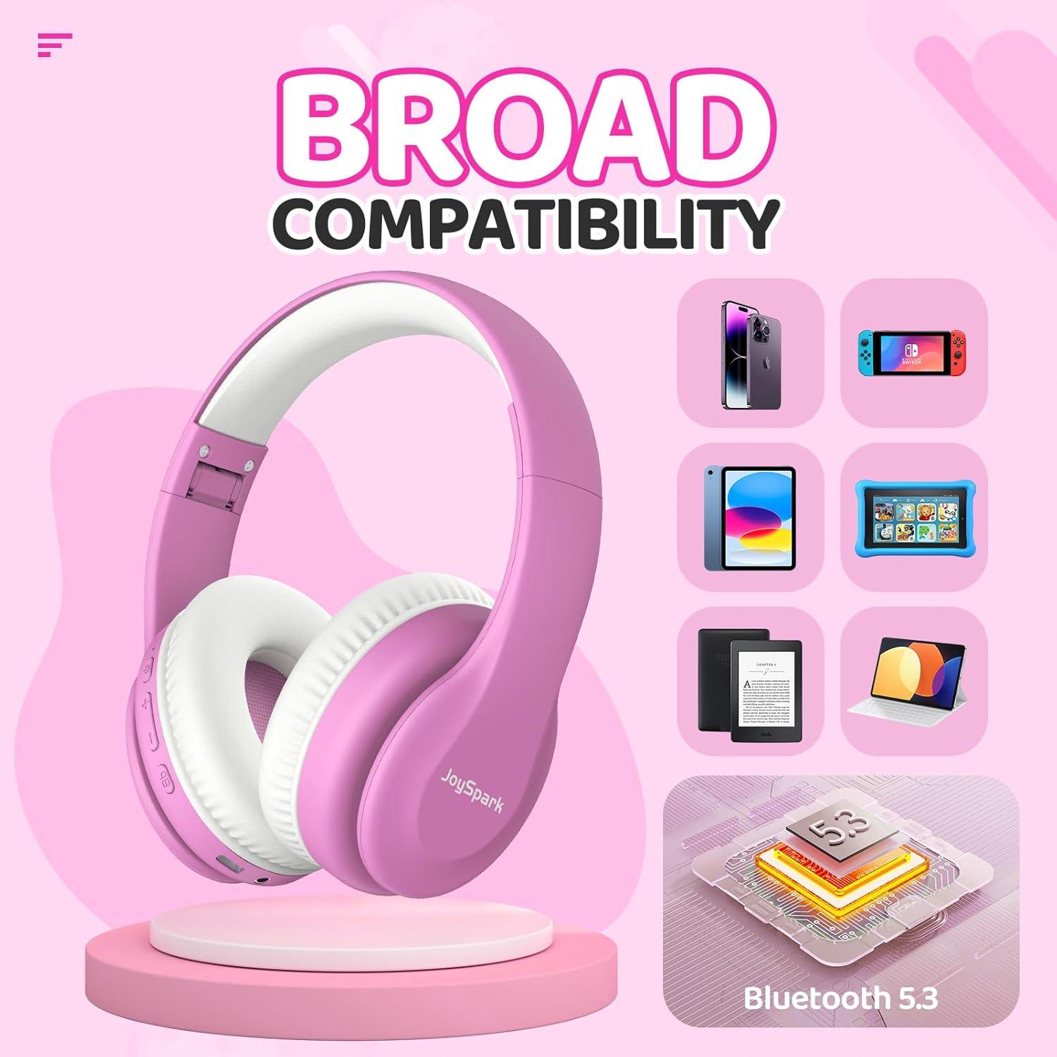 Auriculares Bluetooth JoySpark T5 para Niños Rosa 60h 85dB