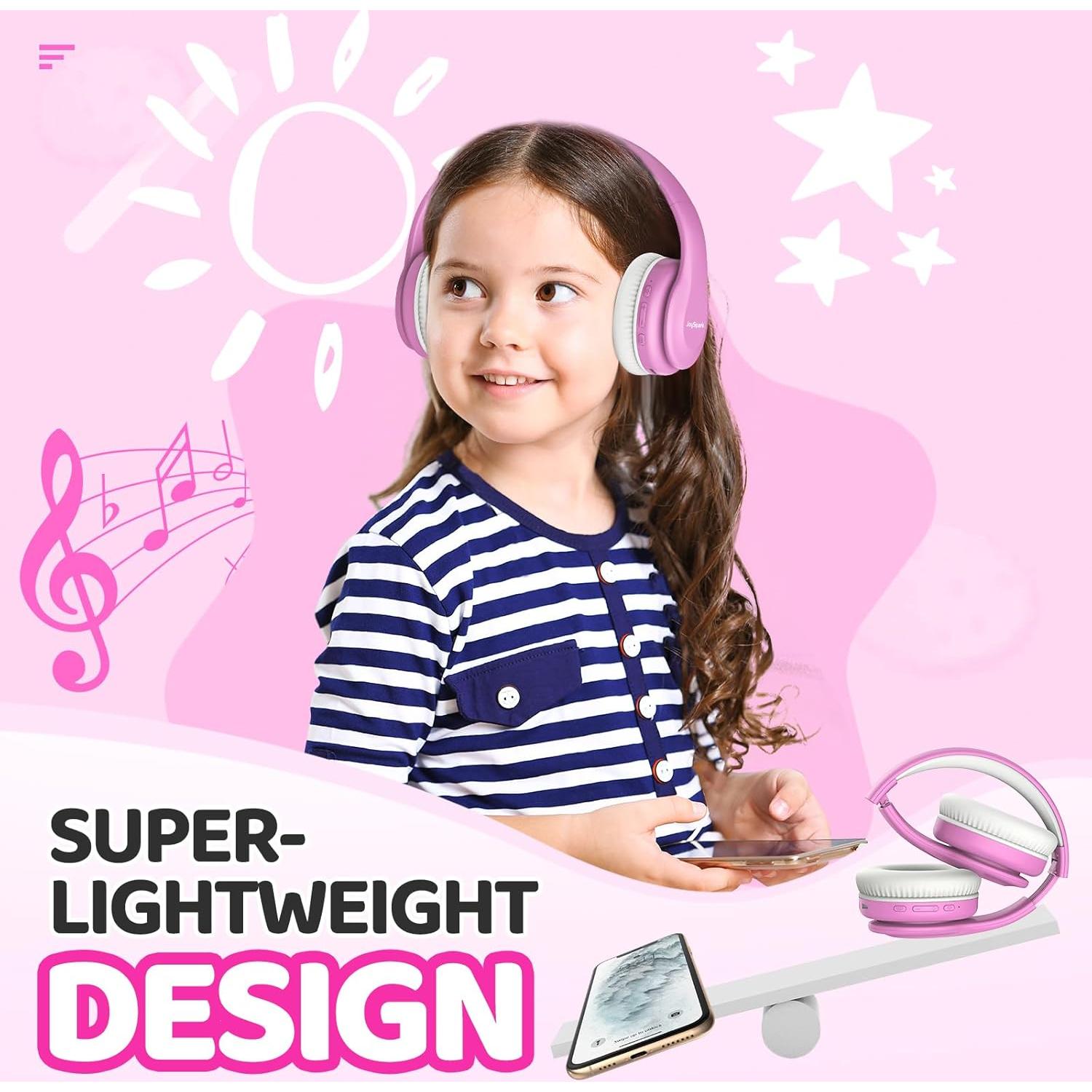 Auriculares Bluetooth JoySpark T5 para Niños Rosa 60h 85dB