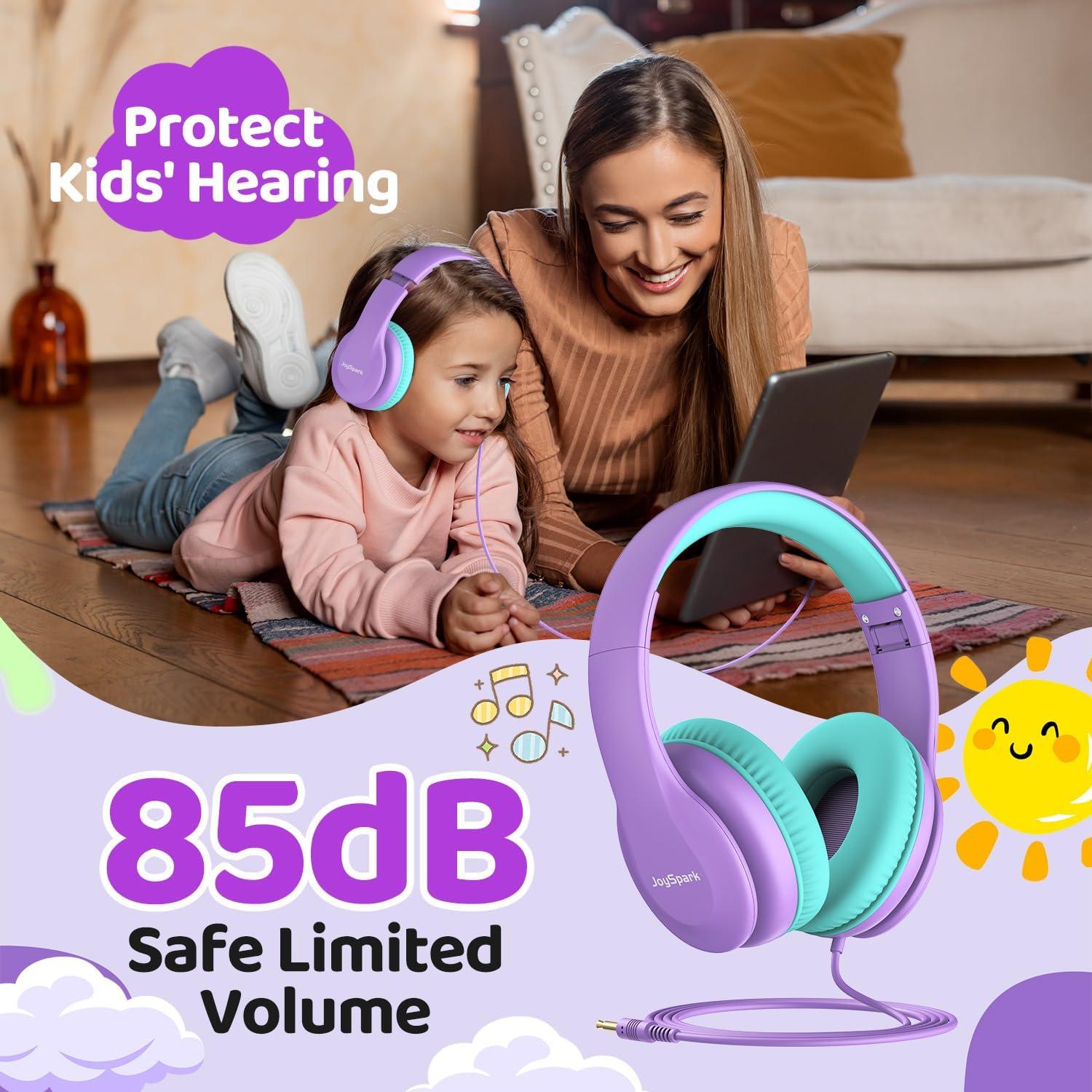 Auriculares JoySpark W5 para Niños 85dB Púrpura Ajustables