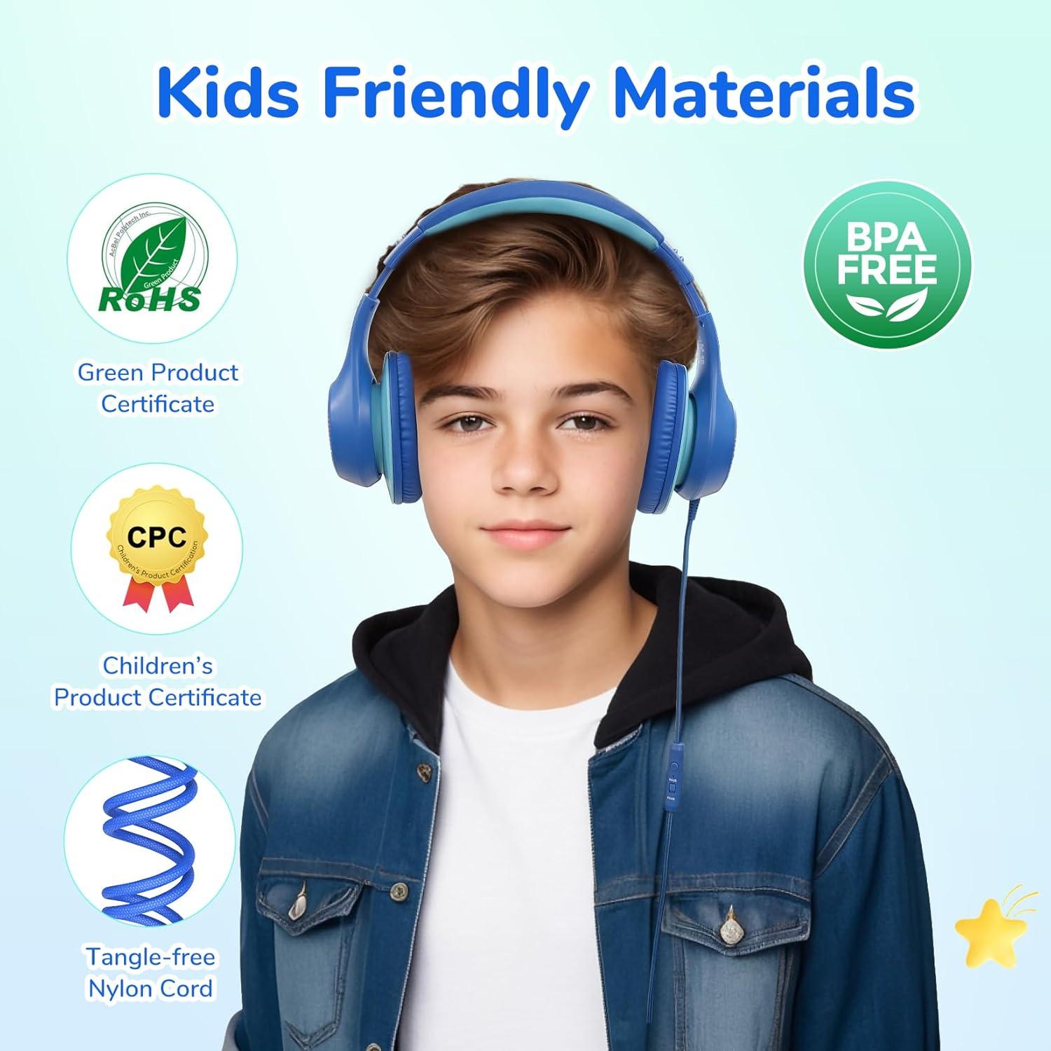 Auriculares EarFun K3 para Niños Azul, Sonido Estéreo HD, 85dB