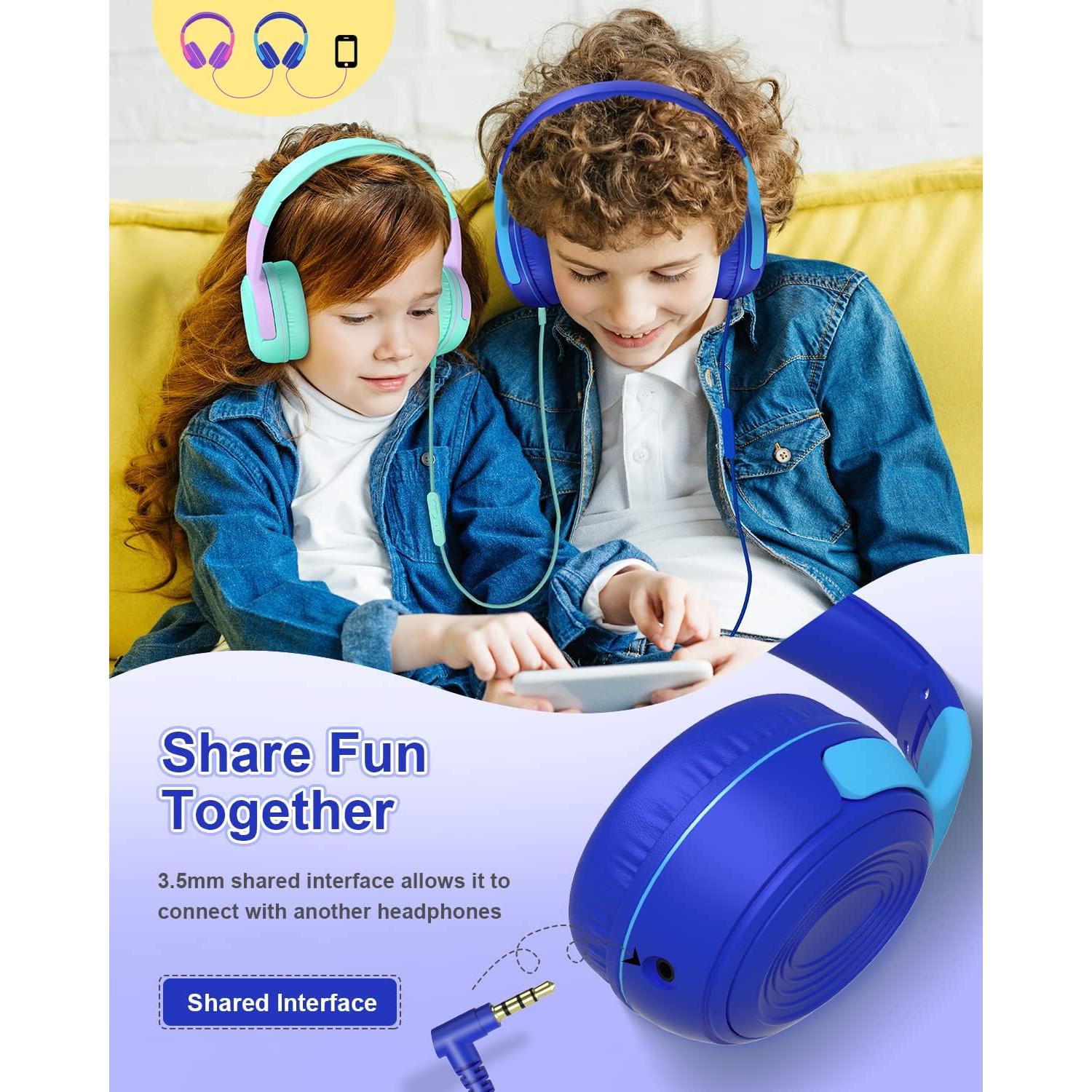 Auriculares para Niños ELECDER S8 con Micrófono 85dB Azul