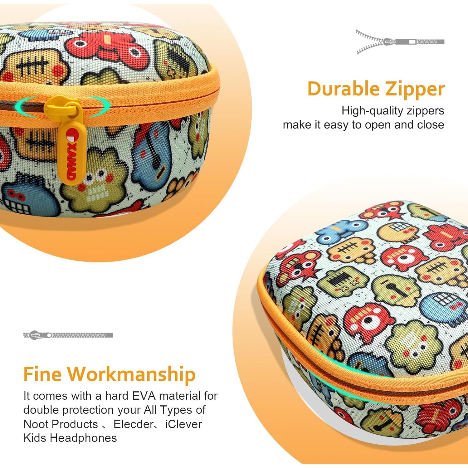 Funda Dura XANAD para Auriculares Niños Verde y Blanco