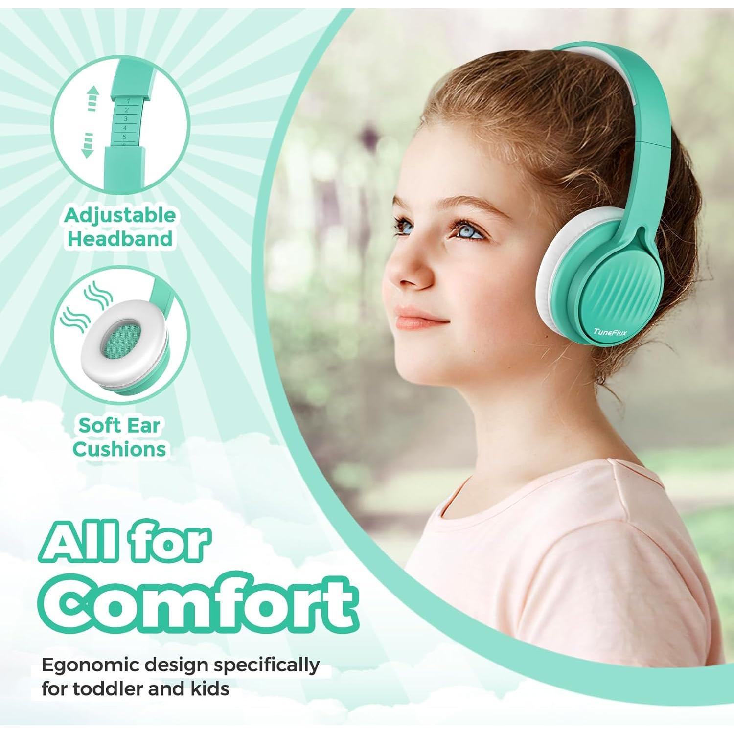 Auriculares TuneFlux F8pro para Niños Verde, Volumen 85dB