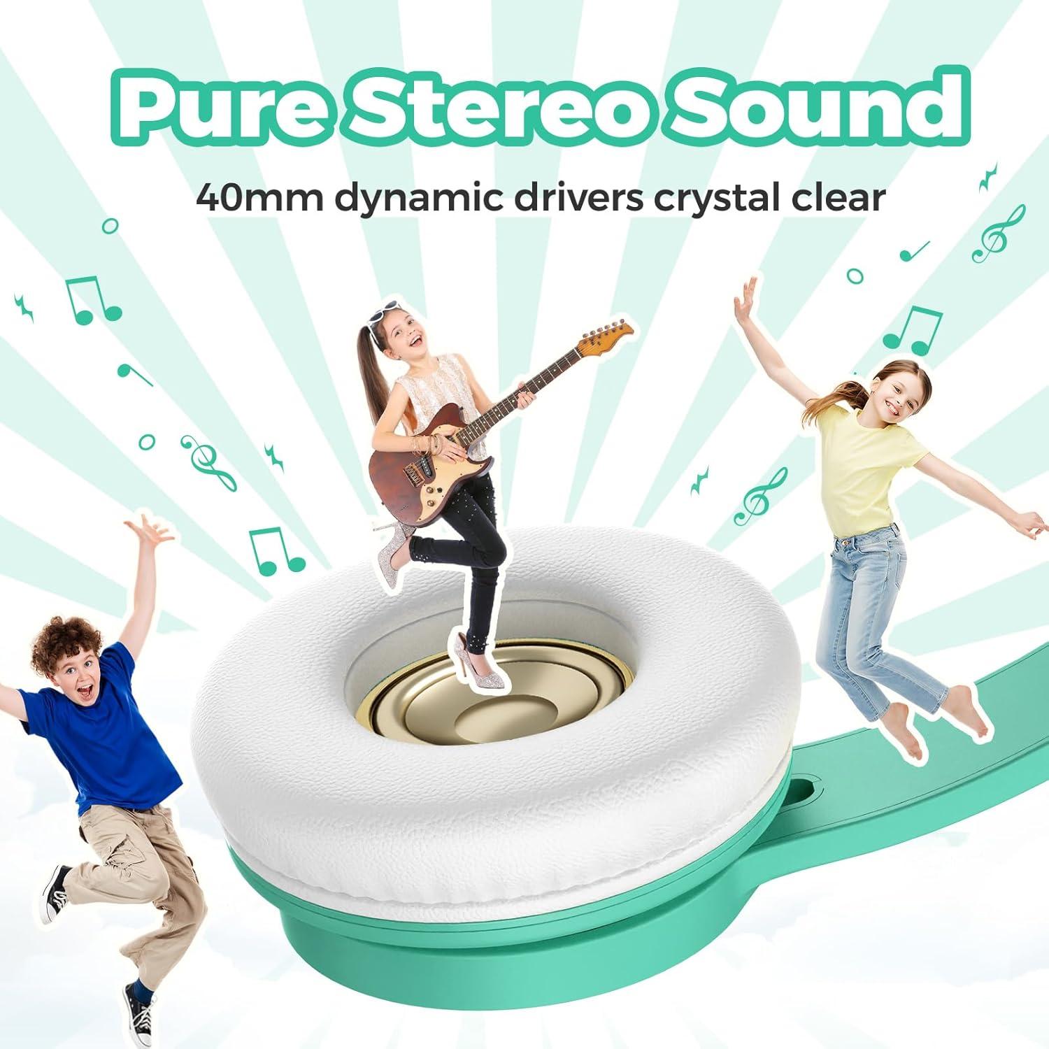 Auriculares TuneFlux F8pro para Niños Verde, Volumen 85dB