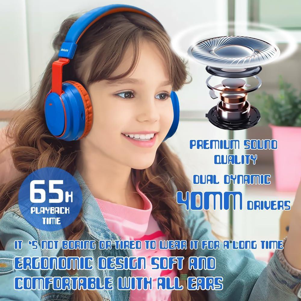 Auriculares Inalámbricos MOKATA B16 para Niños Azul 60H Bluetooth 5.3