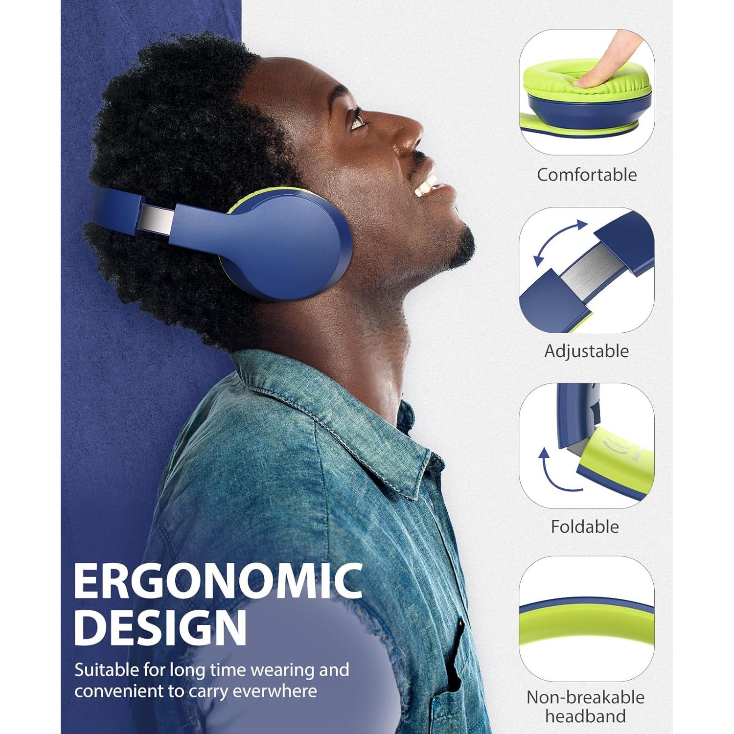 Auriculares Inalámbricos Rockpapa E7 Bluetooth 5.3 Plegables Azul Verde