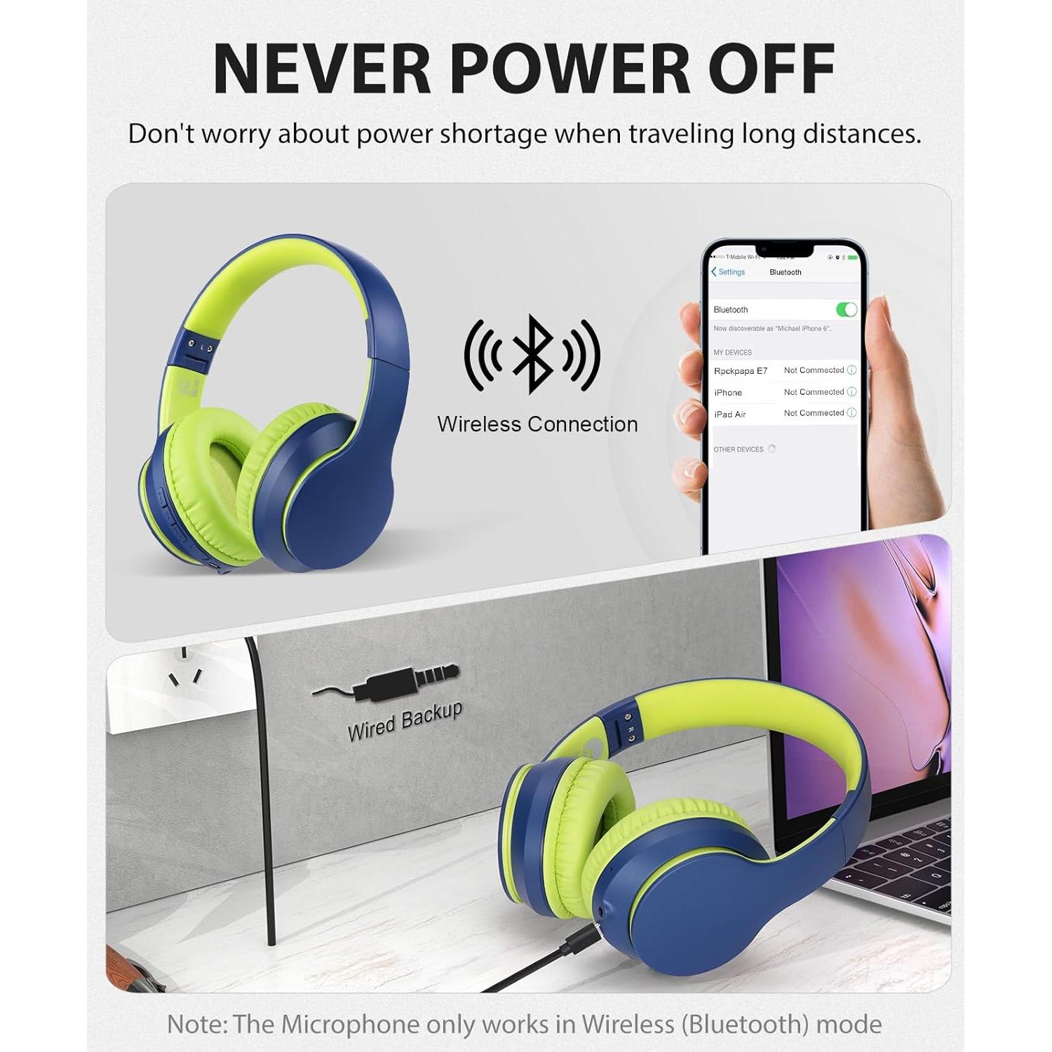 Auriculares Inalámbricos Rockpapa E7 Bluetooth 5.3 Plegables Azul Verde