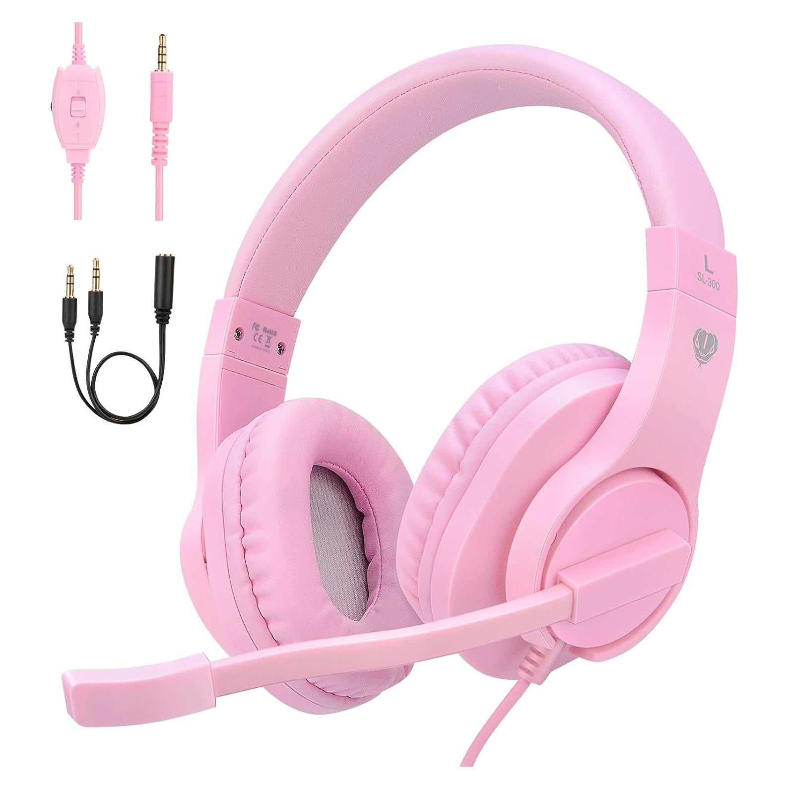 Auriculares Gaming ShinePick Rosa con Micrófono y Control de Volumen