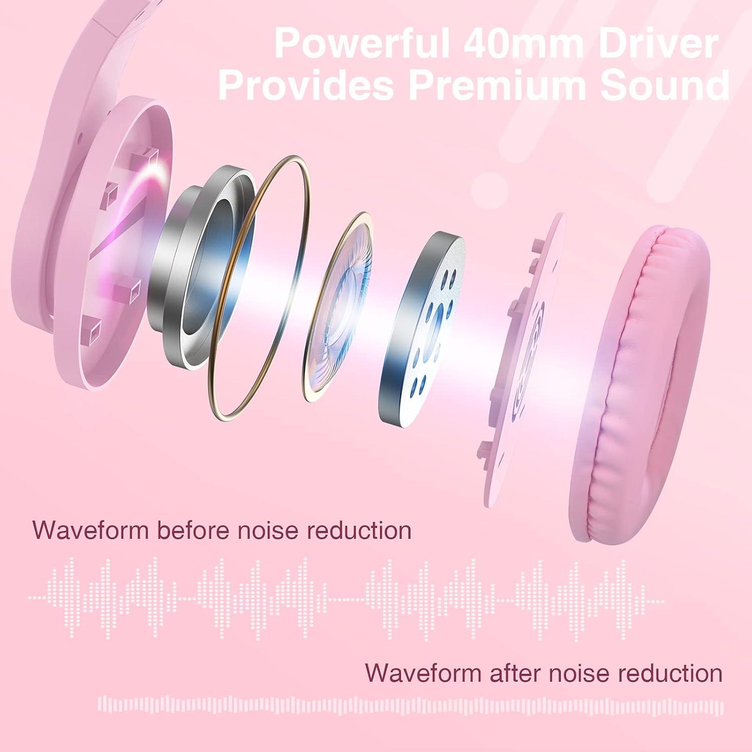 Auriculares Gaming ShinePick Rosa con Micrófono y Control de Volumen