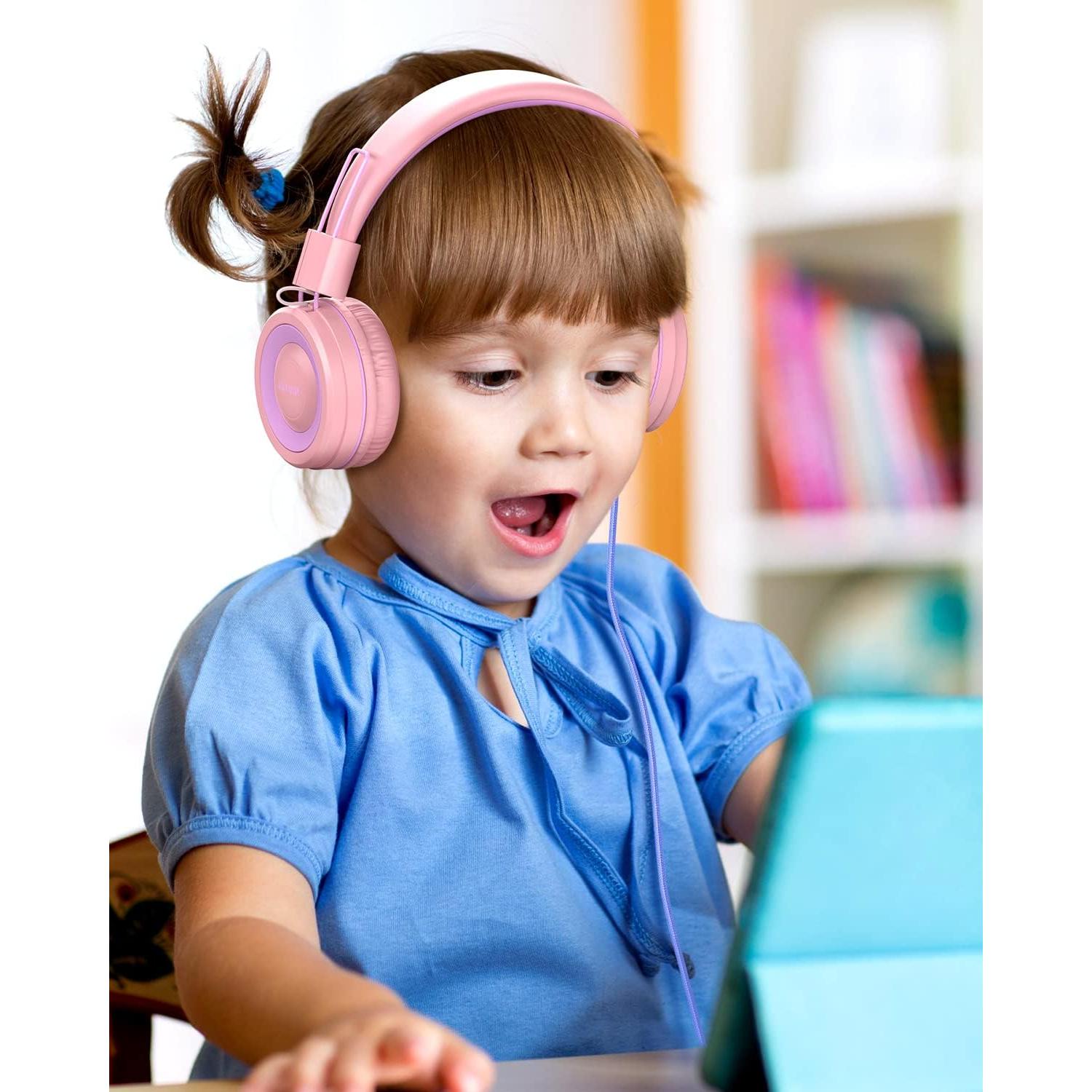 Kids Headphones, K8 Wired Headphones for Kids with Adjustable Headband, 3.5 MM Jack for School, Foldable On-Ear Headset for Girls Boys Children, Kindle Tablet Cellphones MP3/4 Airplane Travel