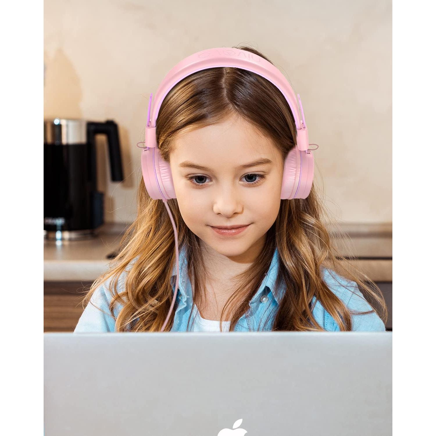 Kids Headphones, K8 Wired Headphones for Kids with Adjustable Headband, 3.5 MM Jack for School, Foldable On-Ear Headset for Girls Boys Children, Kindle Tablet Cellphones MP3/4 Airplane Travel