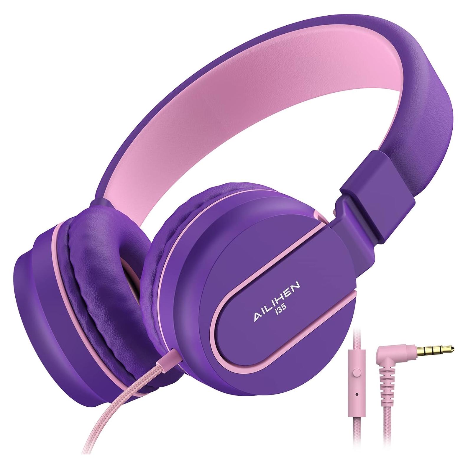 Auriculares AILIHEN I35 para Niños Rosa Púrpura, Volumen 93dB