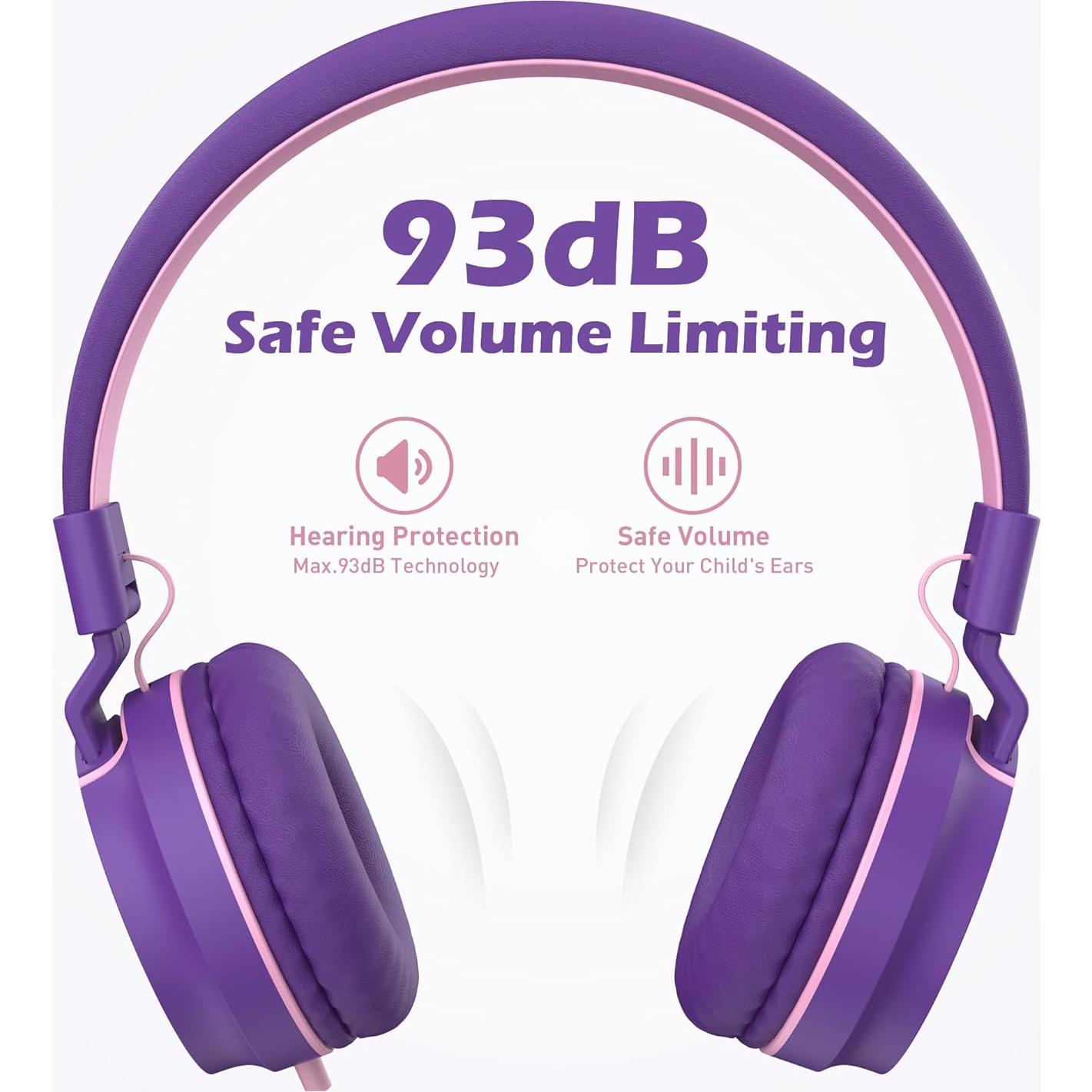 Auriculares AILIHEN I35 para Niños Rosa Púrpura, Volumen 93dB