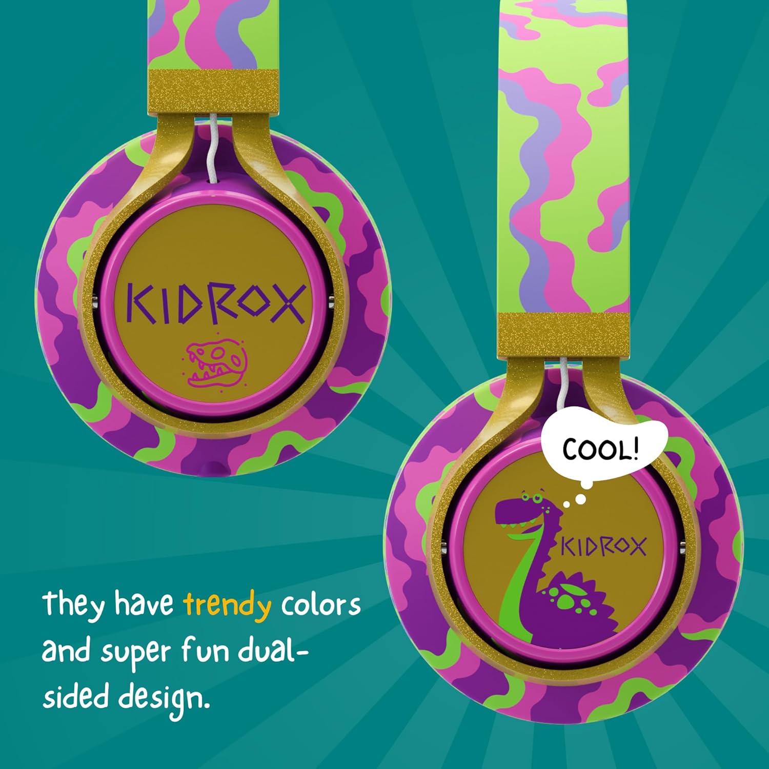 Auriculares Kidrox® Dino Oro para Niños con Cable y Micrófono