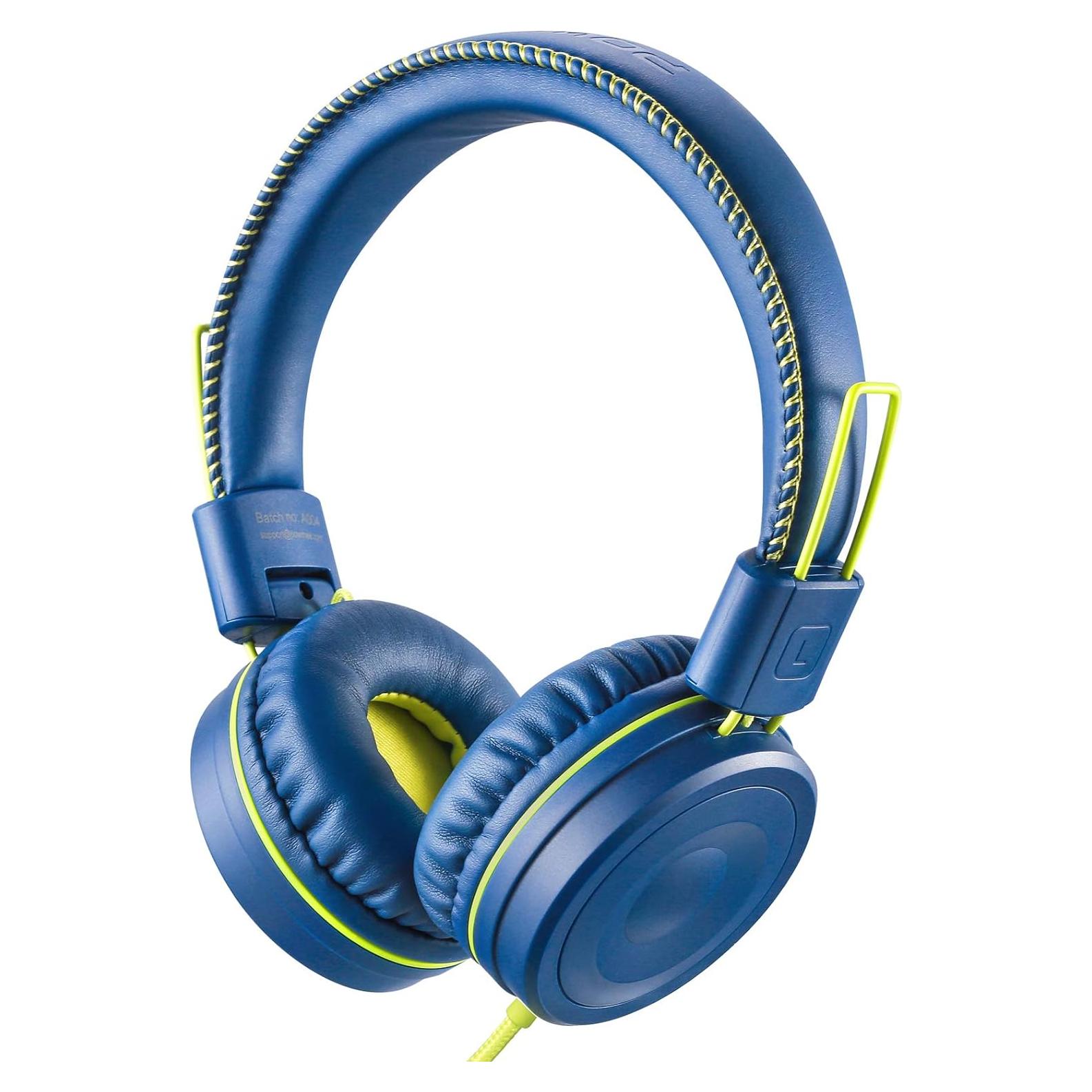 M1 Kids Headphones Wired Headphone for Kids,Foldable Adjustable Stereo Tangle-Free,3.5MM Jack Wire Cord On-Ear Headphone for Children (Blue)