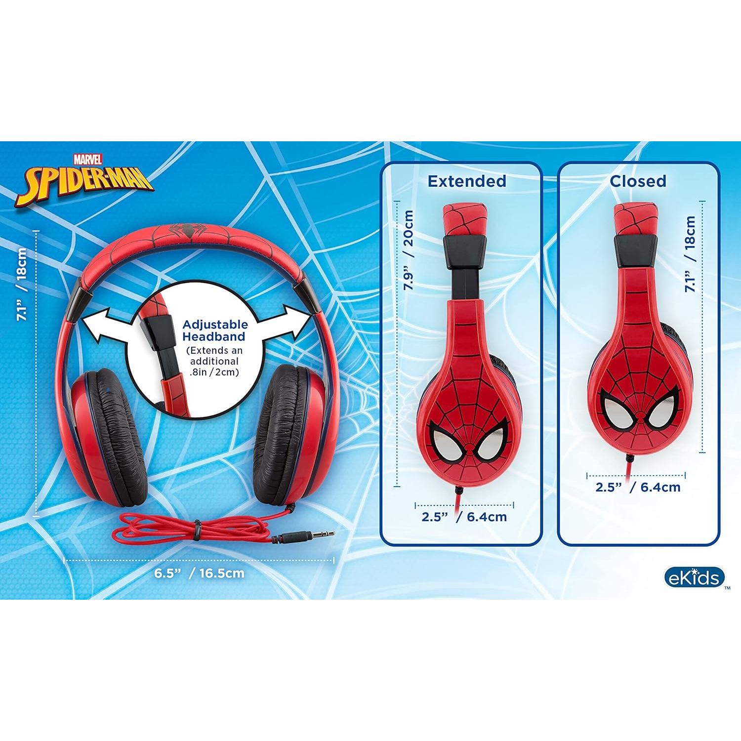 Auriculares KIDdesigns Spiderman para Niños, Sonido Estéreo, Control de Volumen