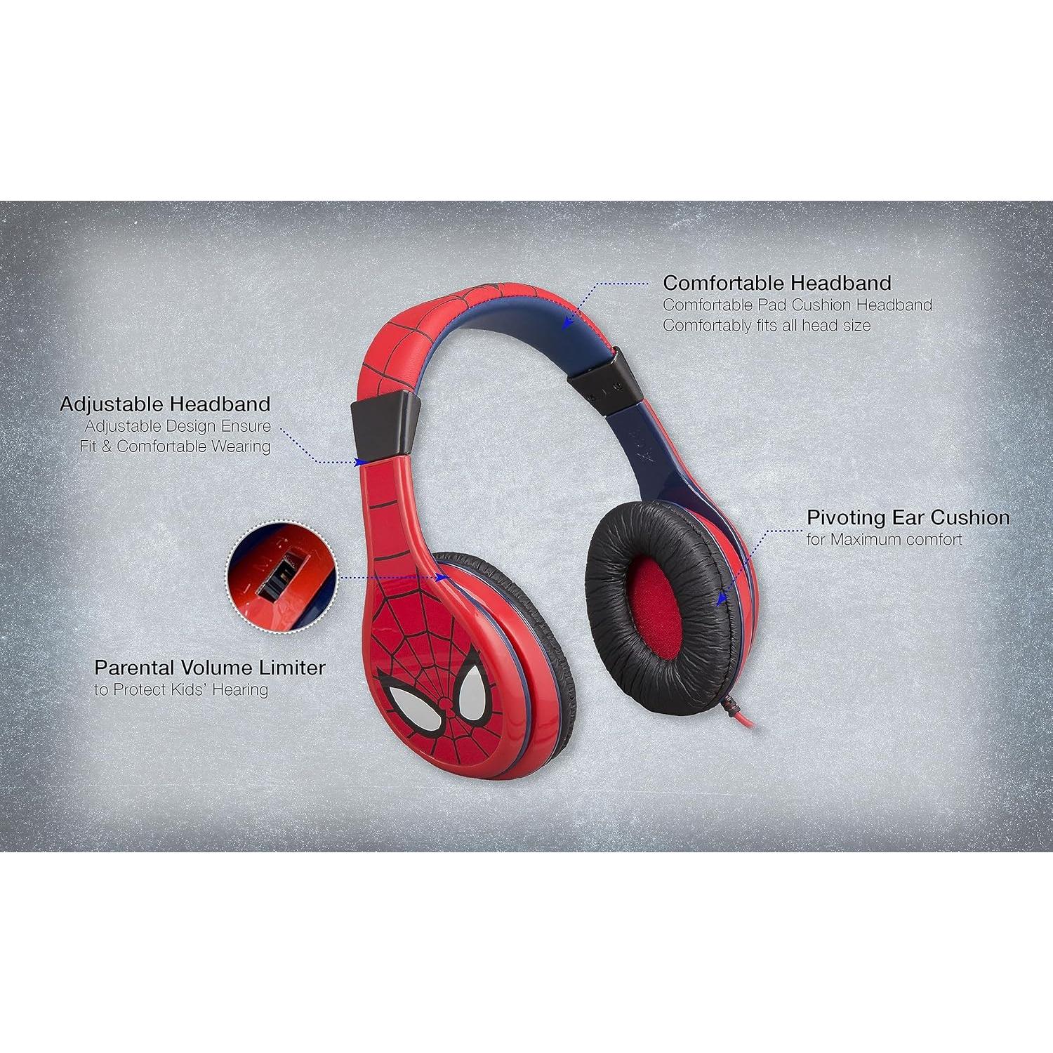 Auriculares KIDdesigns Spiderman para Niños, Sonido Estéreo, Control de Volumen