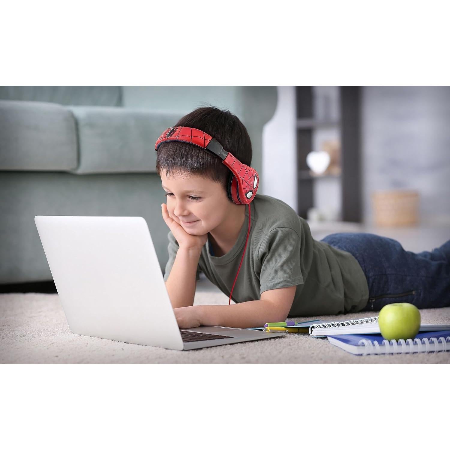 Auriculares KIDdesigns Spiderman para Niños, Sonido Estéreo, Control de Volumen