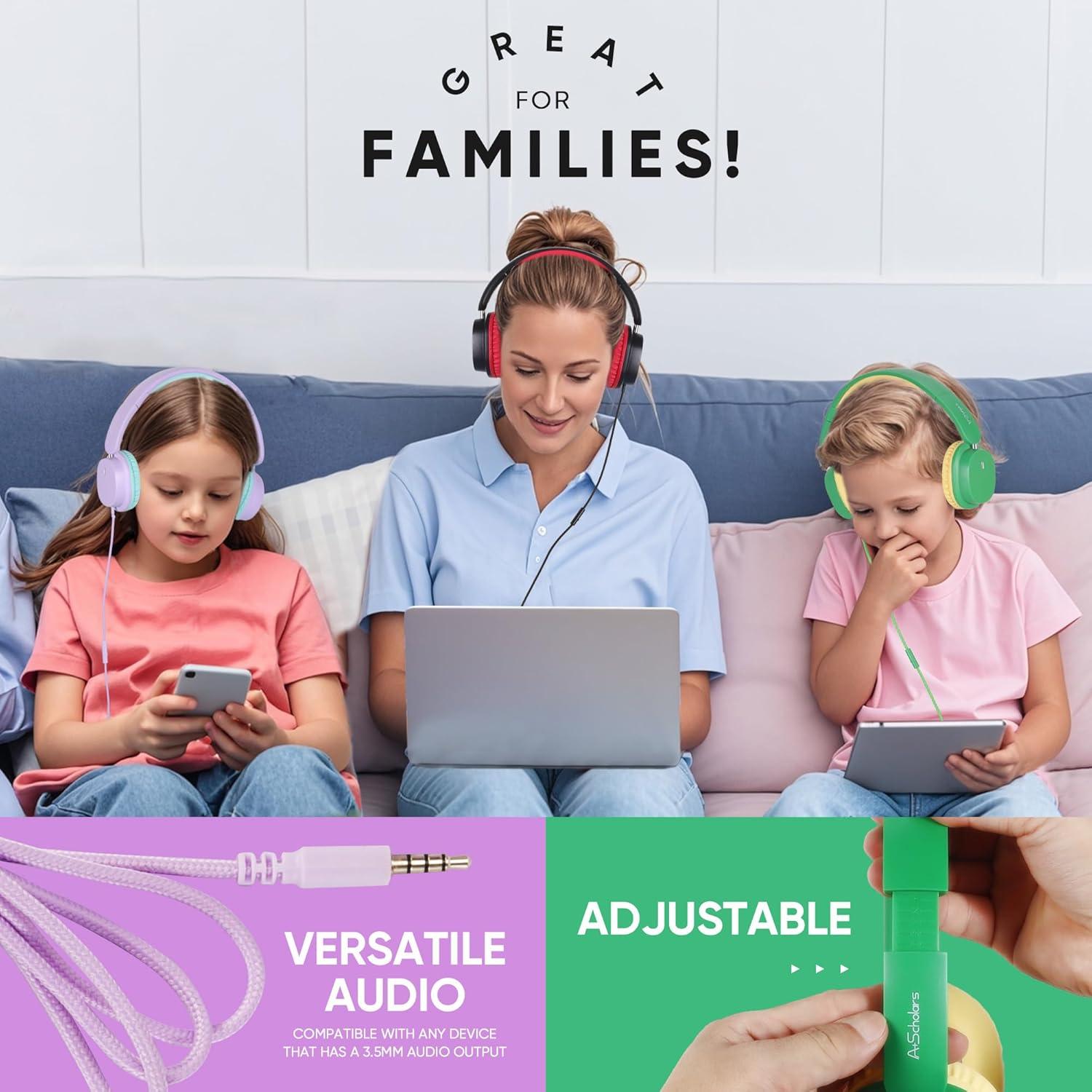 Auriculares para Niños A+ Scholars CH01, 5 Unidades, Plegables