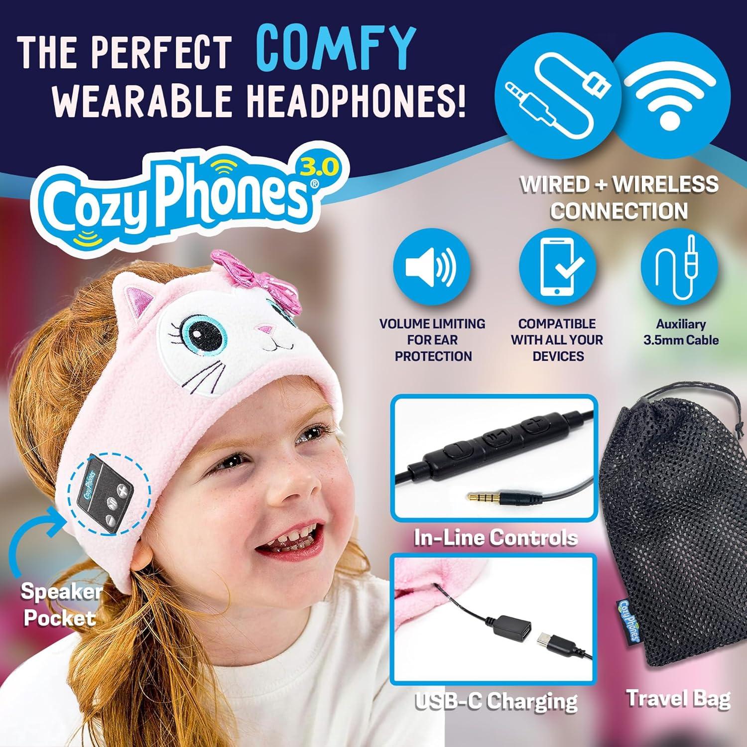 Auriculares Inalámbricos para Niños CozyPhones 3.0 Gatito Rosa