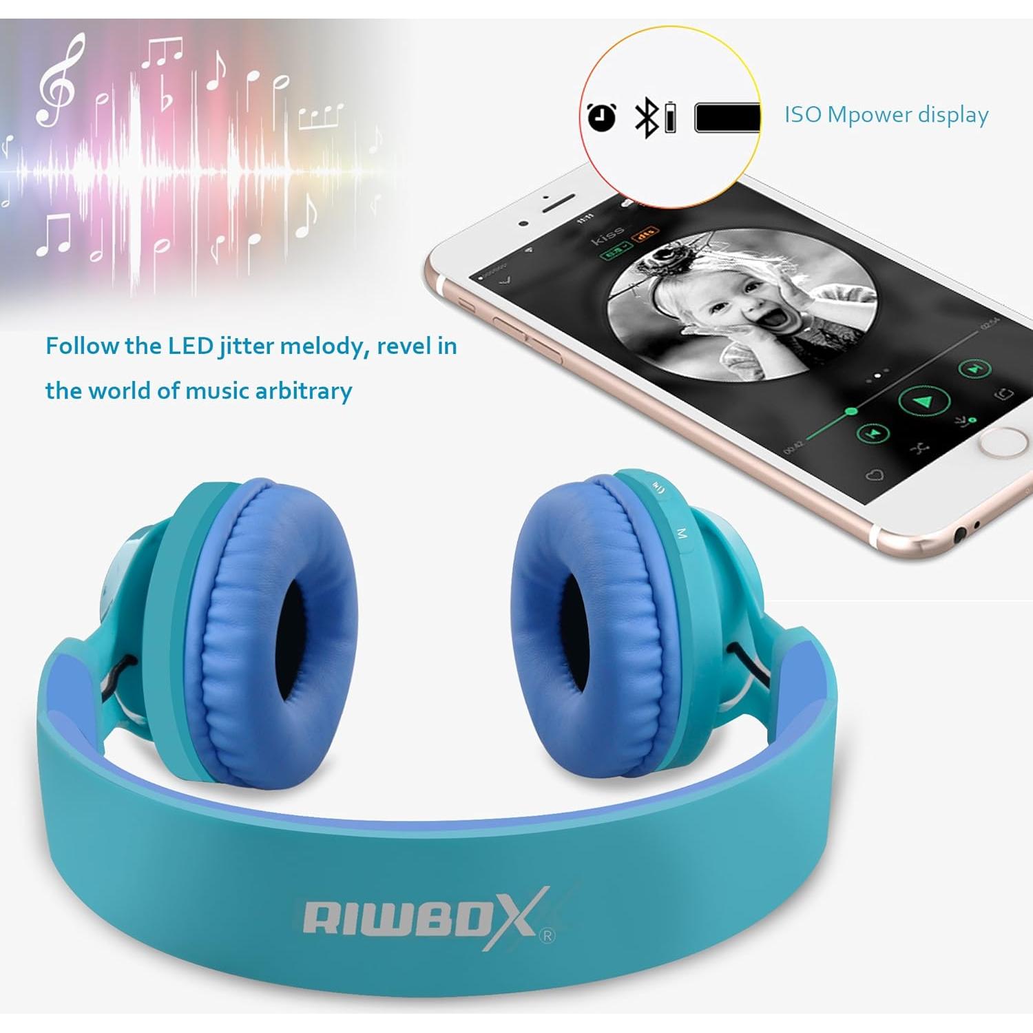 Auriculares Bluetooth Riwbox WT-7S Plegables para Niños Azul