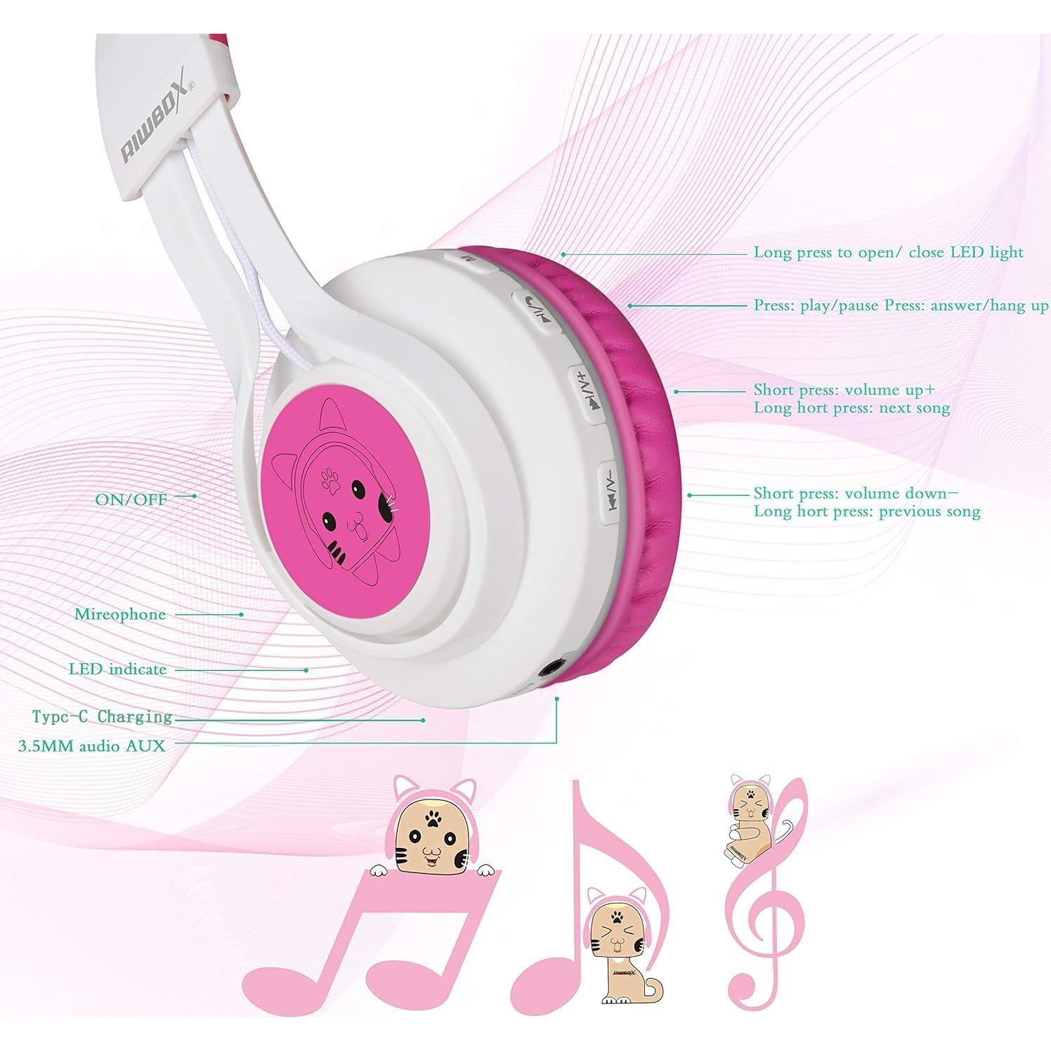 Auriculares Bluetooth Riwbox CT-7 Inalámbricos Niños con Luz LED