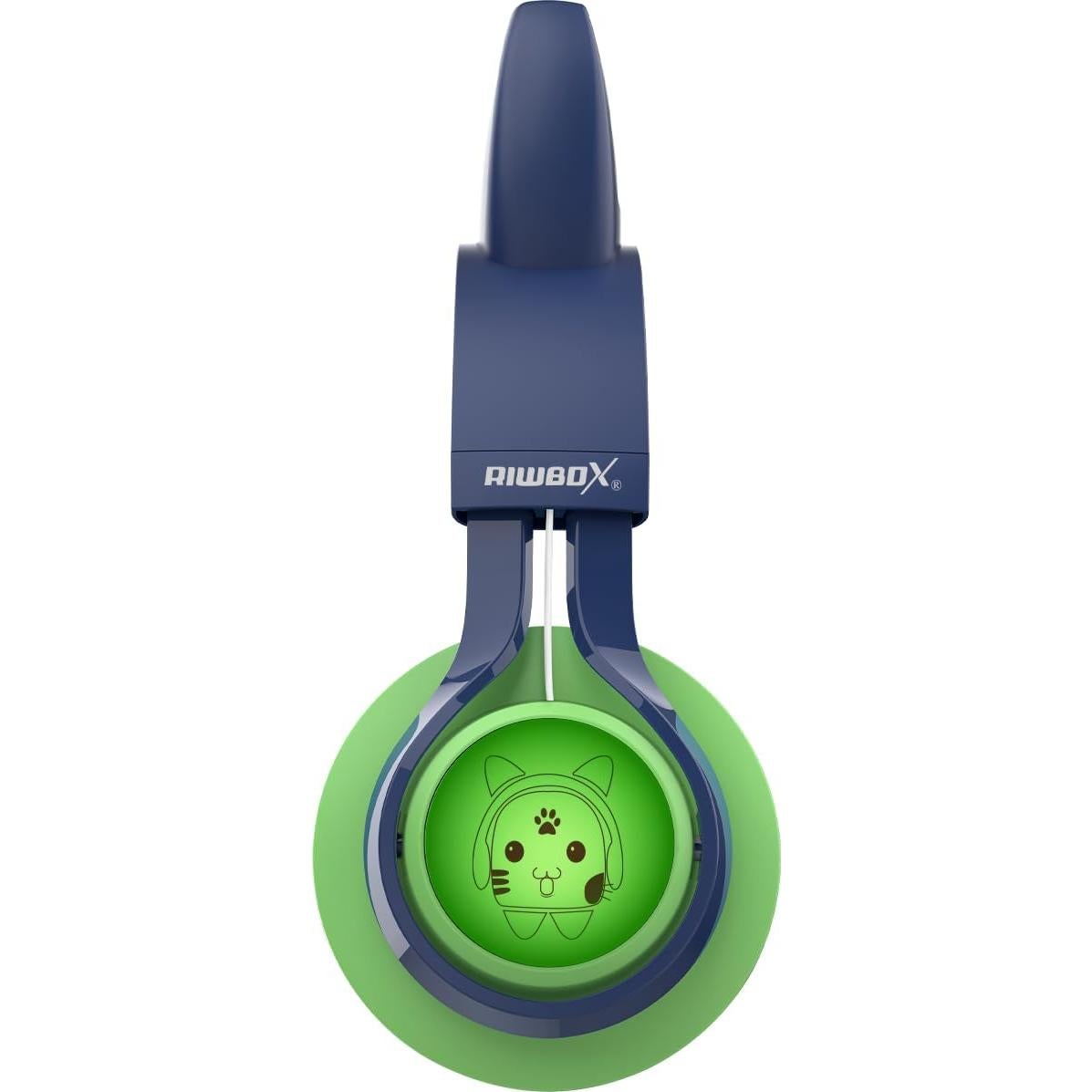 Auriculares Riwbox CT-7S Bluetooth Niños Orejas de Gato Verde y Azul