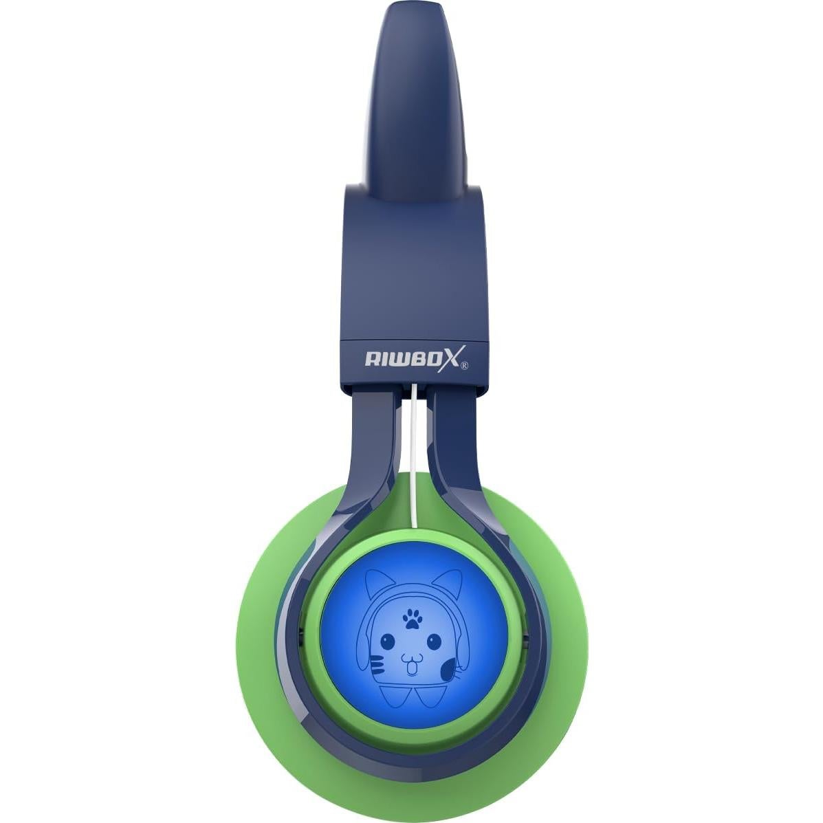 Auriculares Riwbox CT-7S Bluetooth Niños Orejas de Gato Verde y Azul