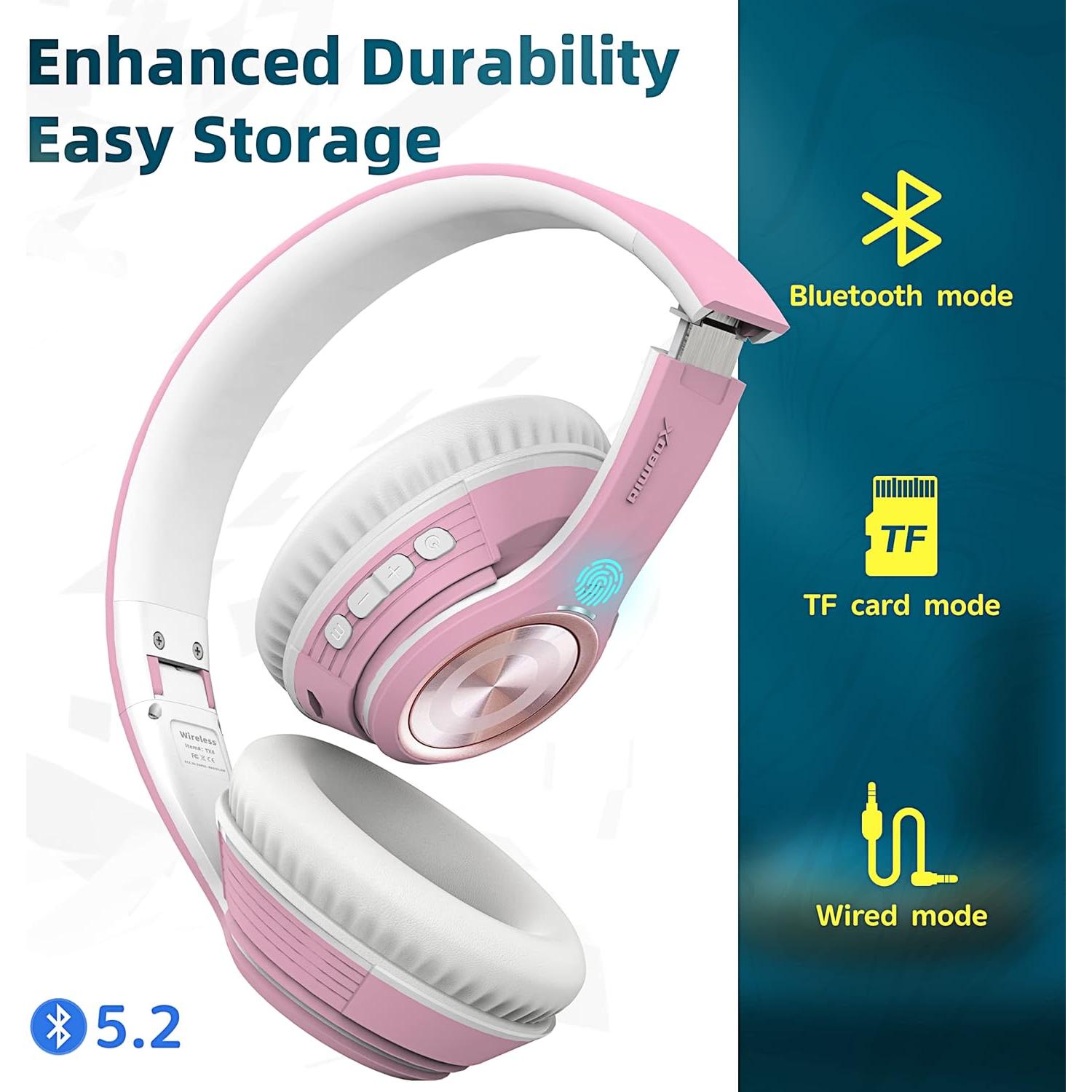 Auriculares Bluetooth Riwbox TX8 Rosa, HiFi Estéreo, 40H
