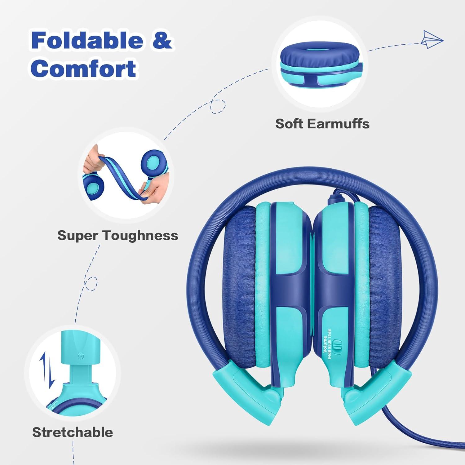 Auriculares SIMOLIO para Niños con Micrófono y Volumen Seguro